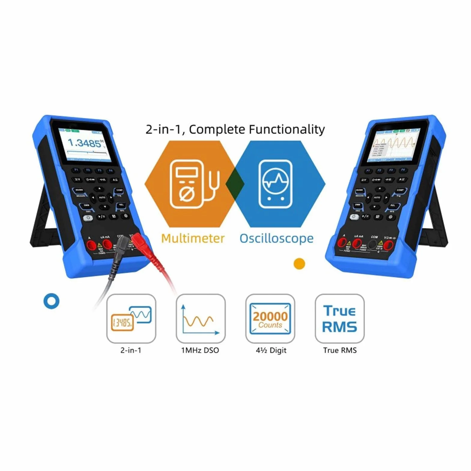 Oscyloskop Ręczny, 2,8 Cali LCD 1MHz Analogowy Multimetr Oscyloskopowy, 1000 V Tester Rezystora Prądu Napięcia DC