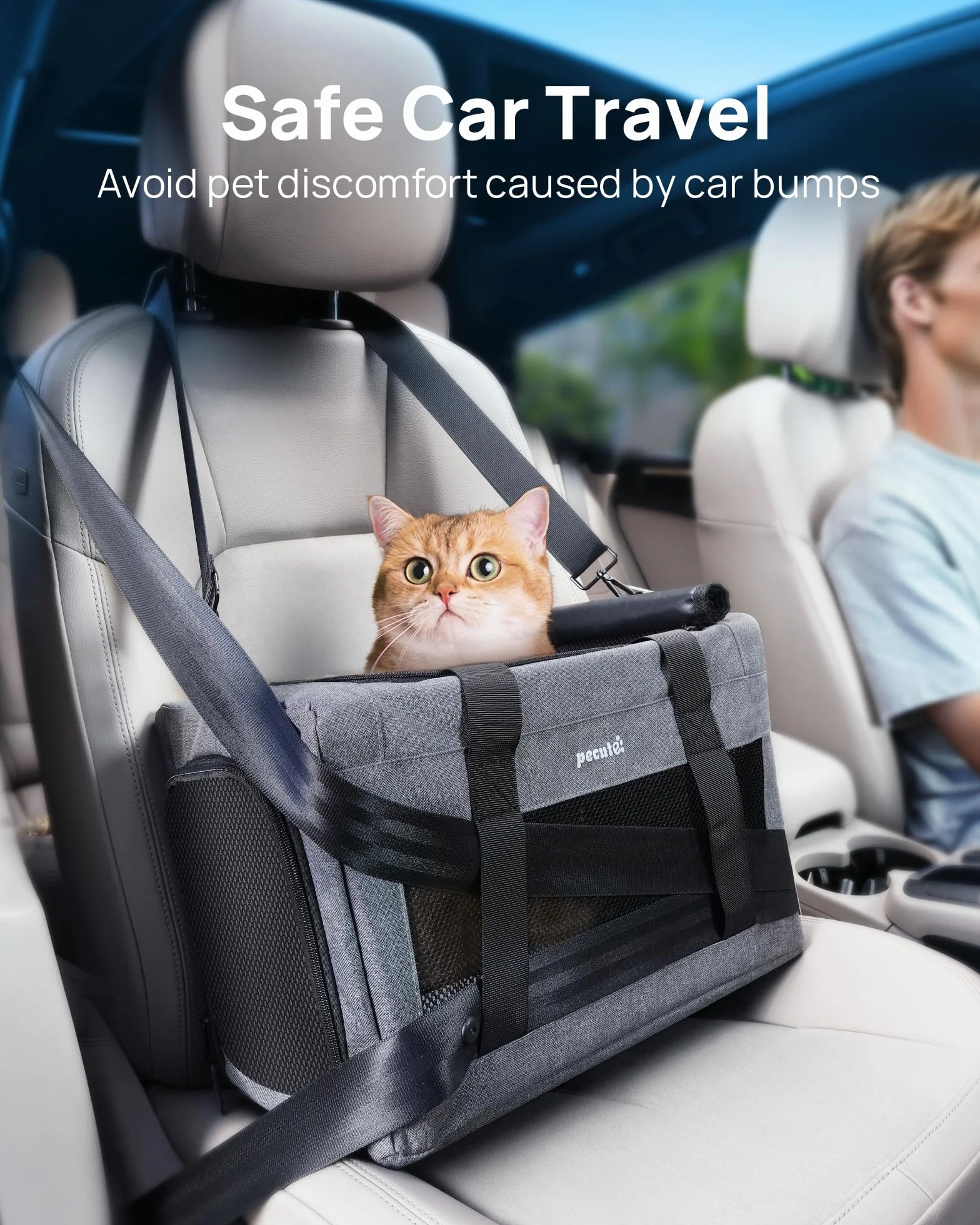 pecute® Nosidełko dla kota, zatwierdzone przez linie lotnicze, bardzo stabilne nosidełko dla kotów, przenośne nosidełko dla psów, oddychająca torba z tkaniny siatkowej dla zwierząt domowych