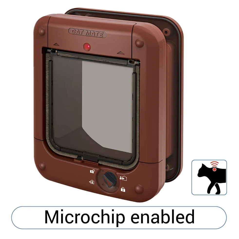 Cat Mate Microchip aktywowana klapa dla kota, dla maksymalnie 30 kotów, brązowa
