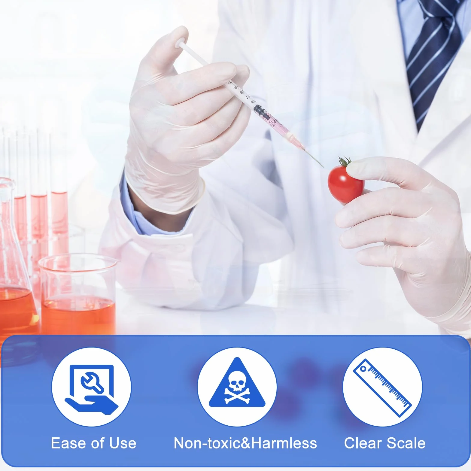 10 Sztuk Strzykawki 5 ml i 1 ml z Tępą Igłą - Plastikowa Strzykawka Wielokrotnego Użytku z Pomiarem Do Laboratorium, Przemysłu, Kleju