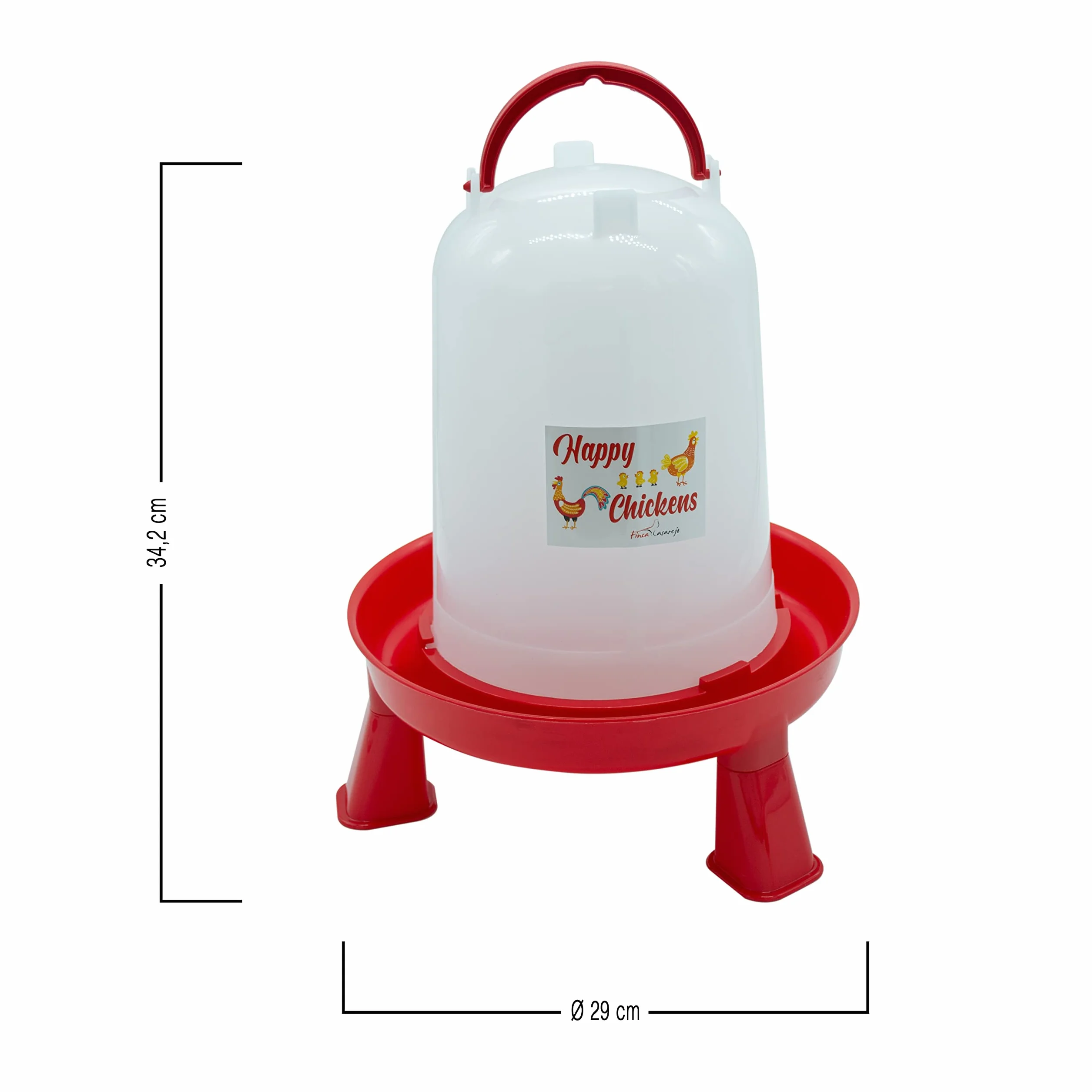 Karmidło + poidło na nóżkach dla kur i innego drobiu - Karmidło 4 kg i poidło 5 l - opakowanie z bardzo odpornego czerwonego plastiku
