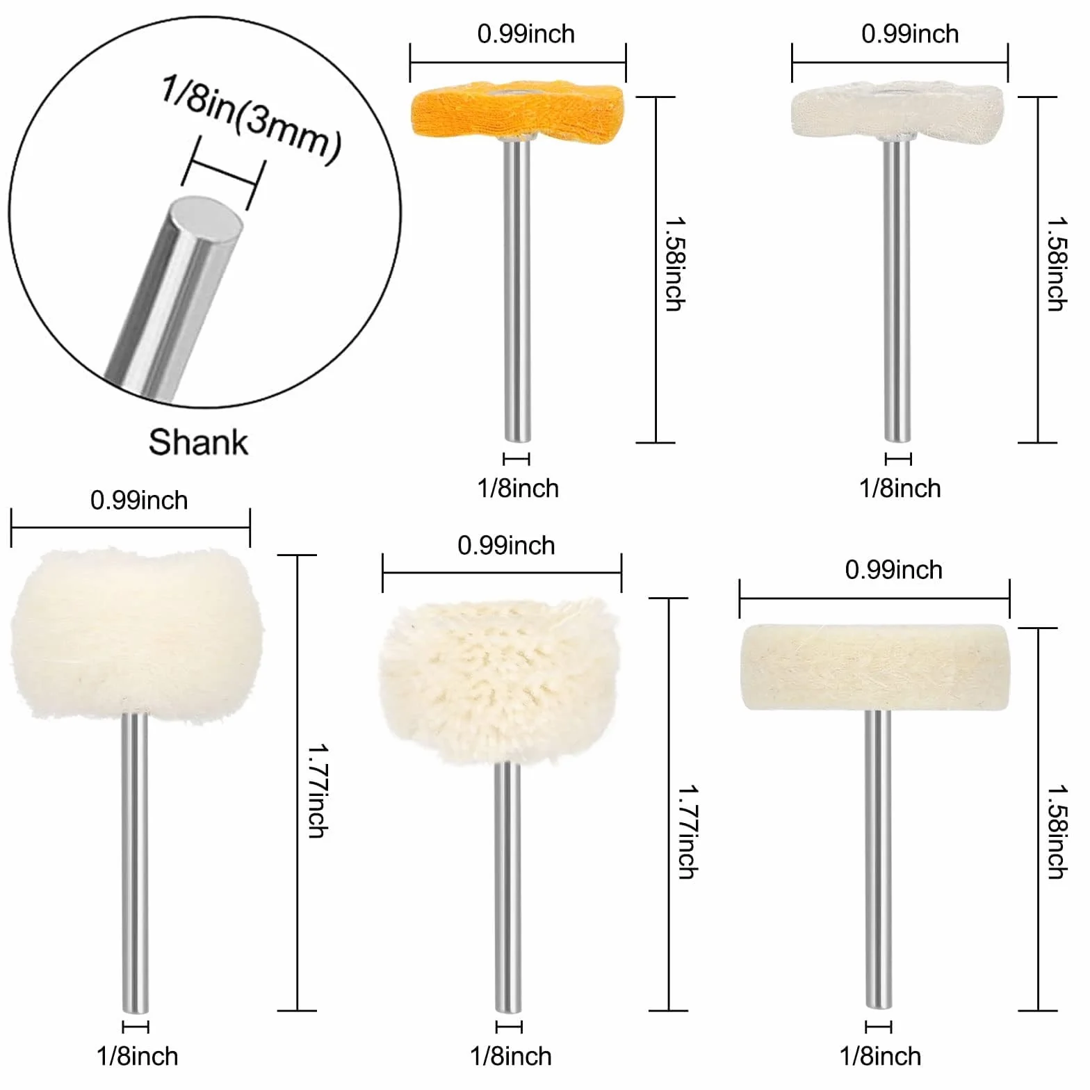 EEEKit ścierne koło polerskie 58 sztuk zestaw do polerowania Dremel wiertarka 3 mm 1/8 cala