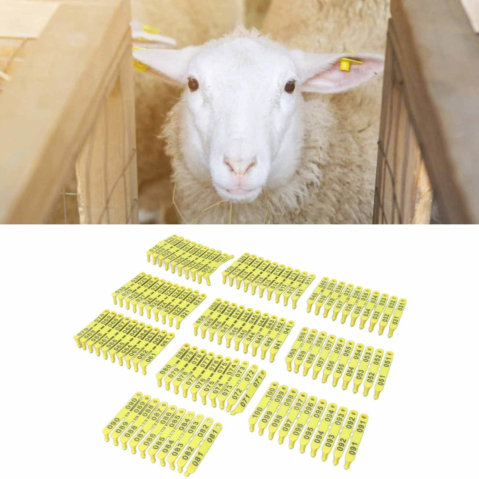 100 Szt. 001-100 Numer Plastikowy Identyfikator Dla Zwierząt Gospodarskich, Tag Dla Zwierząt Gospodarskich, Zintegrowane, Trwałe Kolczyki Dla Zwierząt Gospodarskich Dla Bydła Krowy Owce Świnie Kozy