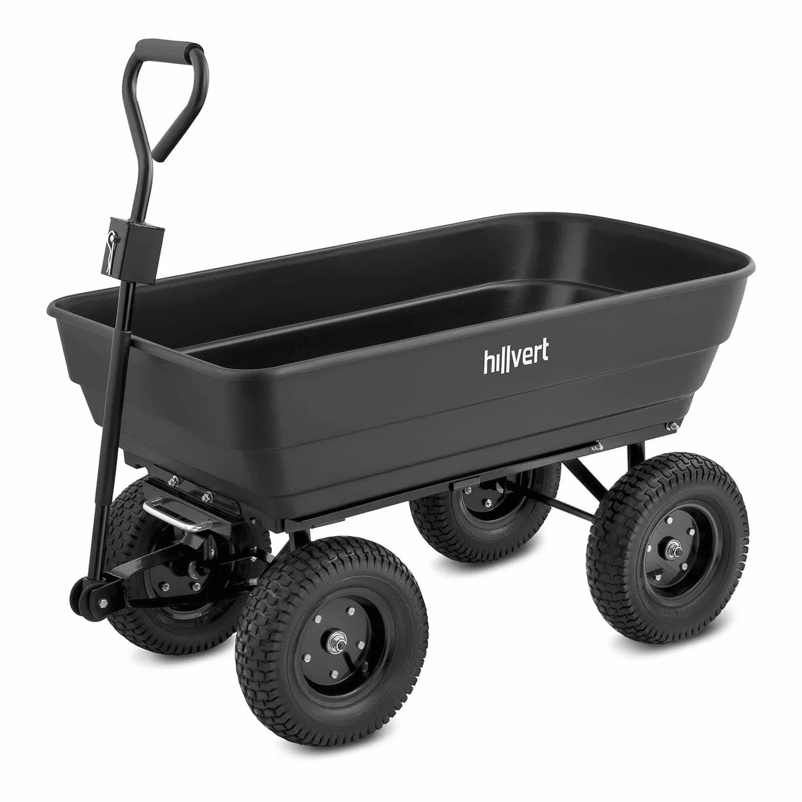 HT-Q.BASS-125G Wózek ogrodowy transportowy 125 l 350 kg opony pneumatyczne hak holowniczy