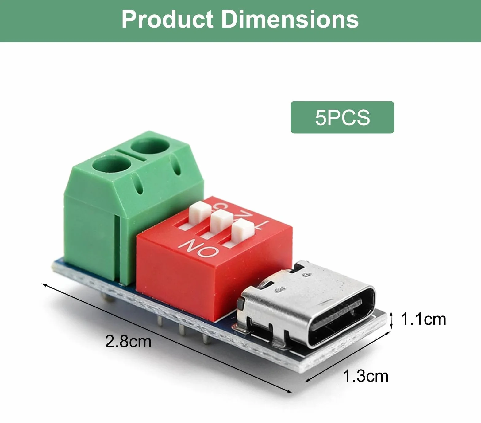 TNSLAND 5 sztuk modułów USB C PD Trigger Board PD/QC Decoy Board szybkie ładowanie z przełącznikiem DIP do 5 V/9 V/12 V/15 V/20 V Power Delivery Boost moduł do testów elektronicznych, "zrób to sam"