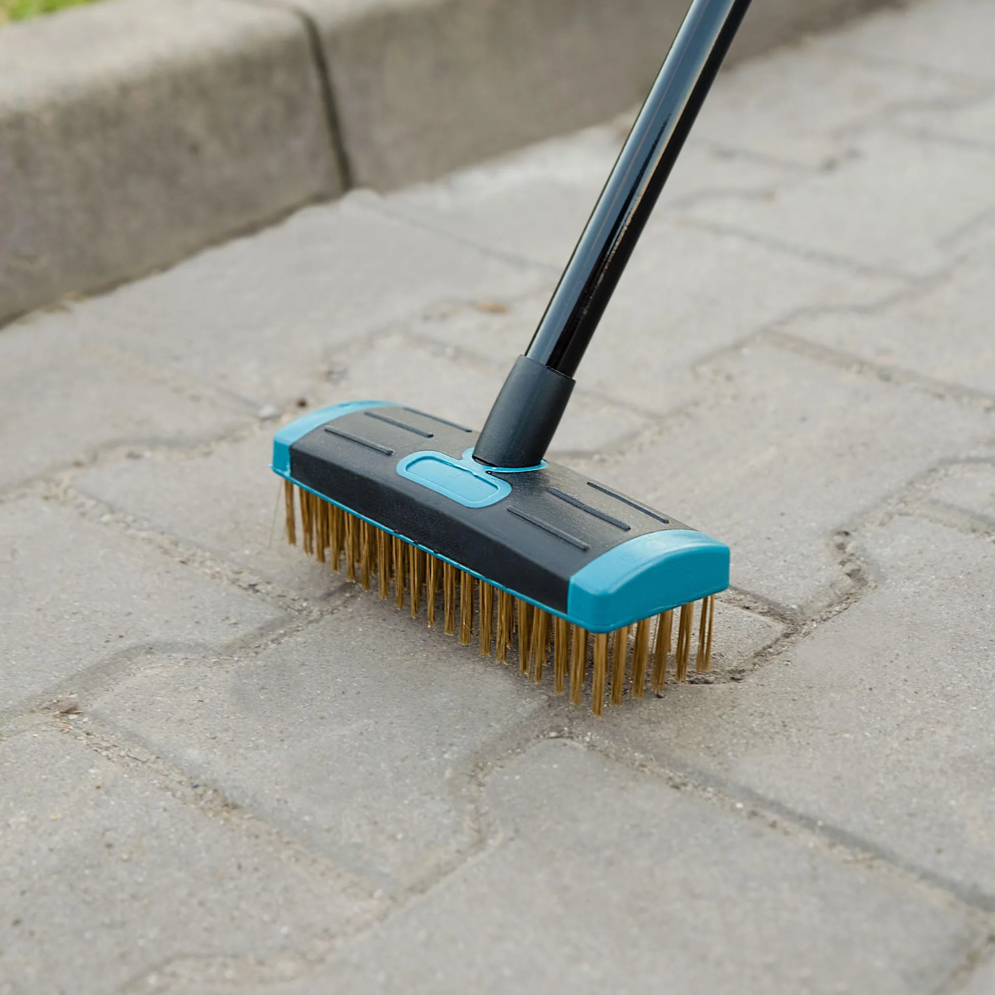 Sillar Szczotka do Usuwania Chwastów, Zestaw Szczotek do Fug Kostki z Uchwytem Teleskopowym 80-140 cm, Metalowa Szczotka Druciana, Skrobak do Fug do Usuwania Chwastów, Szczotka do Trawy i mchu