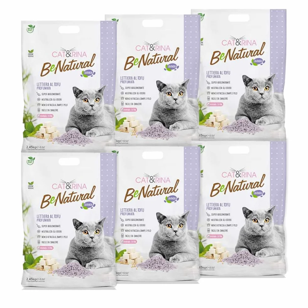 Cat&Rina BeNatural 5,5 l żwirek dla kotów, bryłka roślinna, do 30 dni użytkowania, do 30 dni użytkowania do toalety, 6 szt
