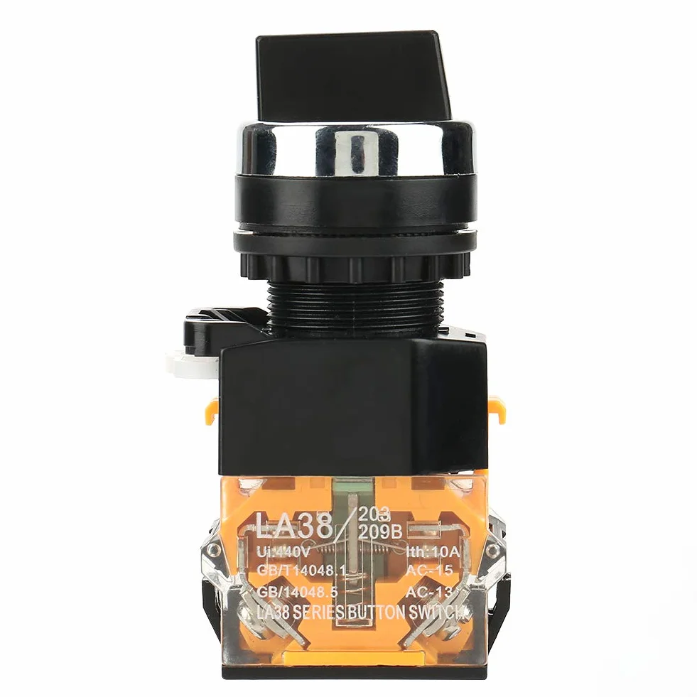 Przełącznik obrotowy 22MM LA38-11BX22 10A 220V/380V 2 pozycje 1NO 1NC automatyczny reset