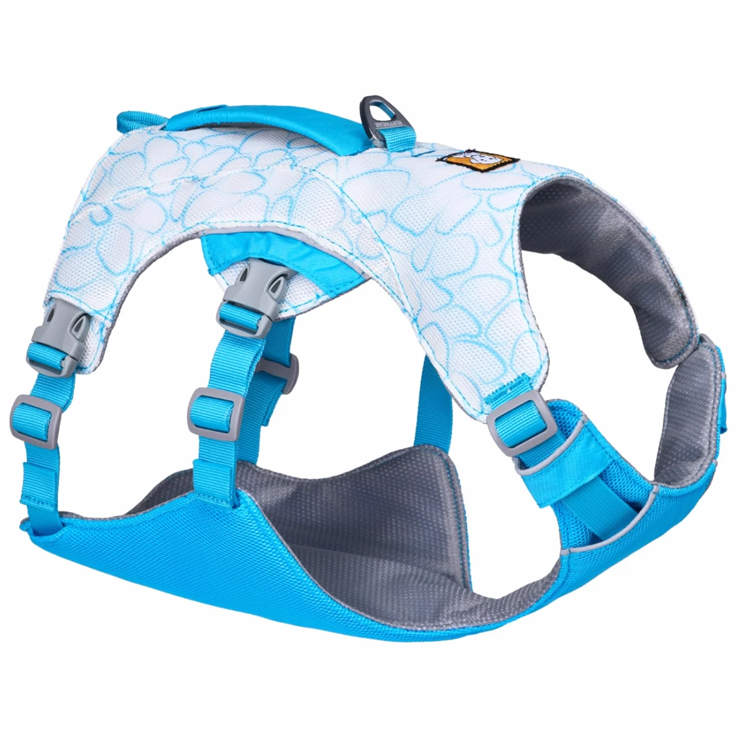 RUFFWEAR Swamp Cooler uprząż i uchwyt dla psa, lekkie wyposażenie do biegania utrzymuje zwierzęta domowe w chłodzie, regulowana, mocna i chłodząca, 2 portale lniane, niebieska (XX S, 33-43 cm)