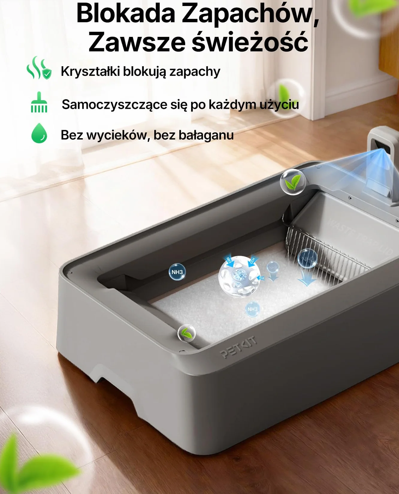 PETKIT Zestaw do Krystaliczny Żwirek dla Kotów, do PUROBOT CRYSTAL DUO Samoczyszcząca Kuweta dla Kotów, Podwójne Zbieranie Odpadów, Wymienna Tacka, Kontrola Zapachów, Wyższa Chłonność, 4 Sztuki