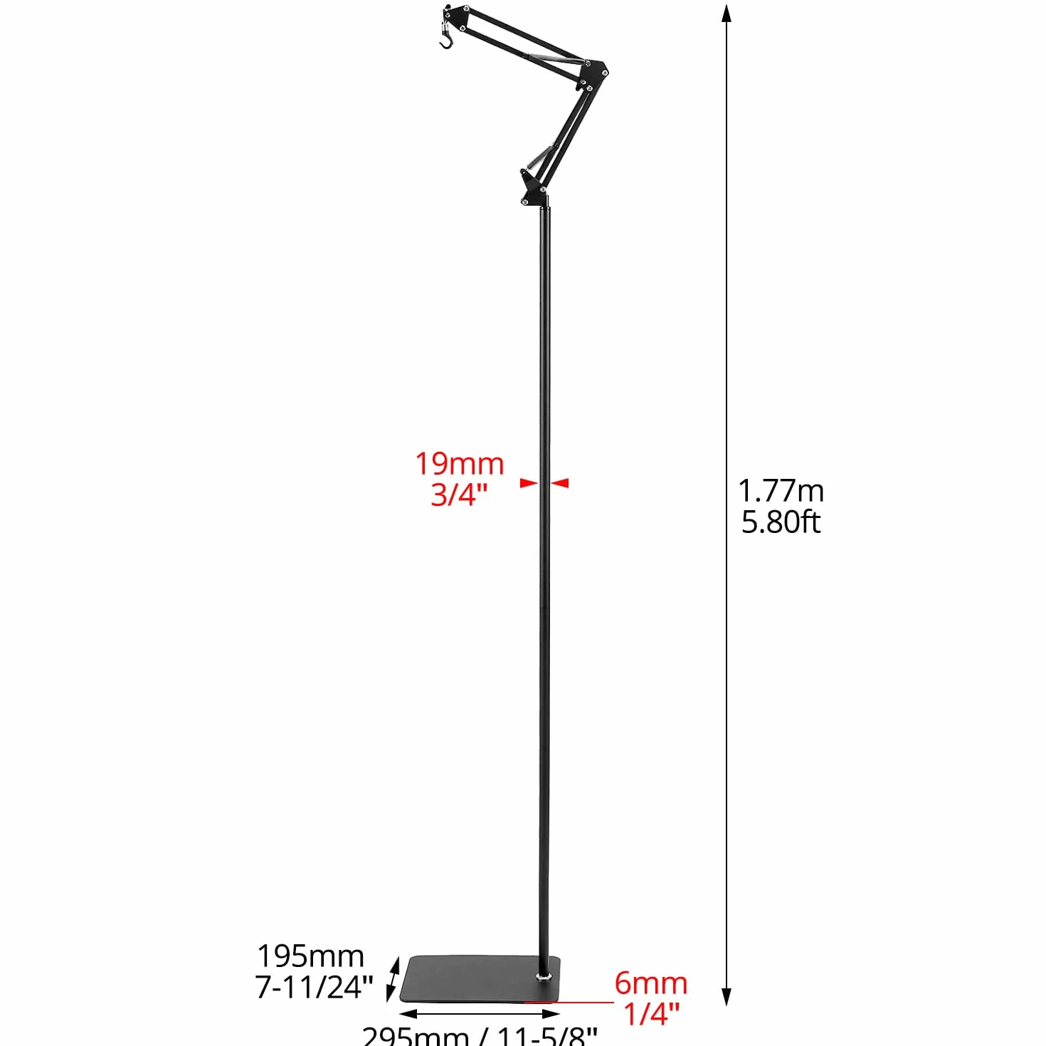 QWORK® Oprawa lampy do klatki habitatowej, podstawa lampy grzewczej dla gadów, żółwi, pająków, jaszczurek, regulowana wysokość 60-140 cm