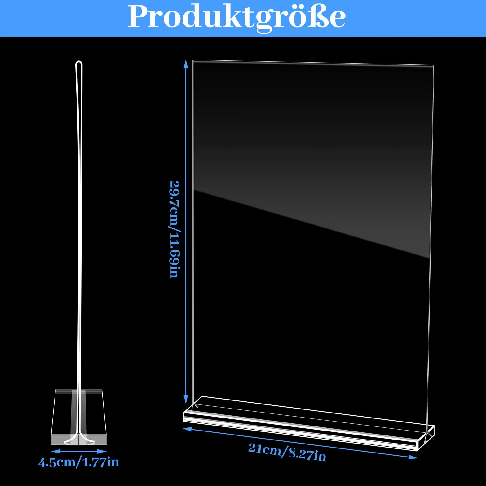 2 ekspozytory stołowe, format A4, z ceną, stojak na stół, akrylowy stojak na broszury i karty menu, reklamy, ramki na zdjęcia (21 x 29,7 cm)