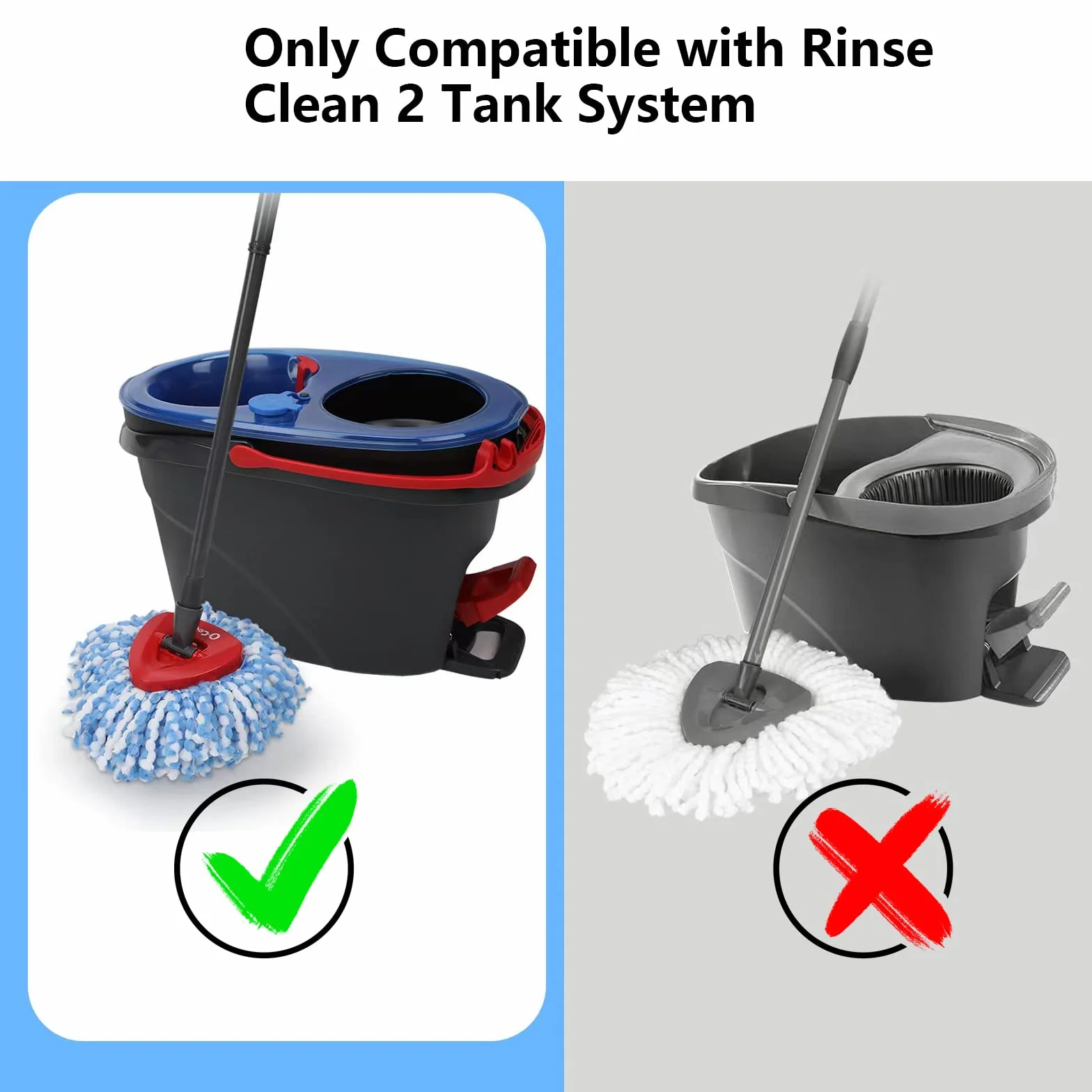 WANGCL 4-pak główek do mopa wirującego, zastępczych główek do mopa wirującego O-Cedar EasyWring RinseClean z mikrofibry, zastępcza główka do mopa wirującego na 2 zbiorniki System (Niebieski)