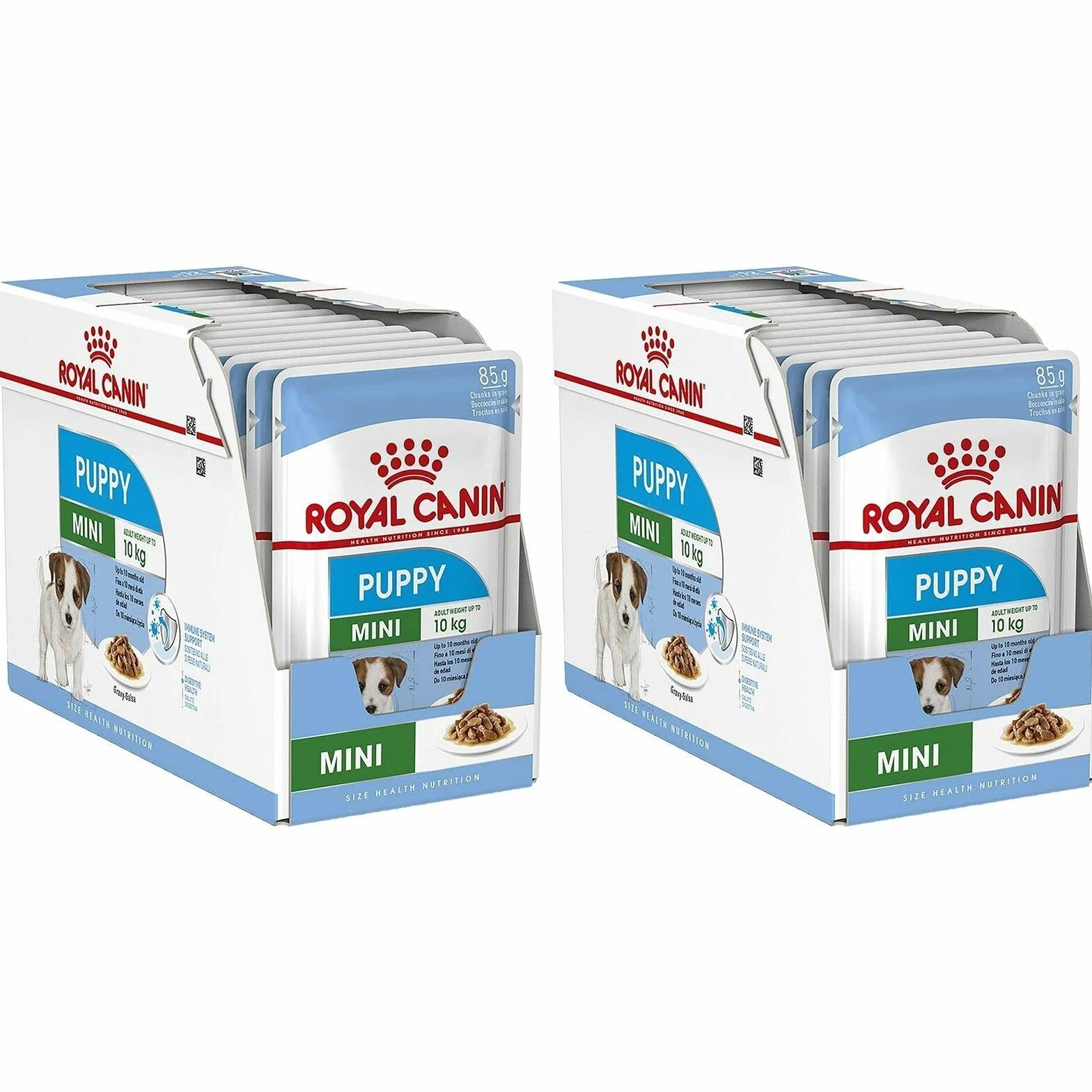 ROYAL CANIN Mini Puppy | Podwójne opakowanie | 2 x 12 x 85 g | Mokra karma dla małych szczeniąt | Do 10. miesiąca życia | Drobne kawałki w sosie | Miękka konsystencja dla mlecznych zębów