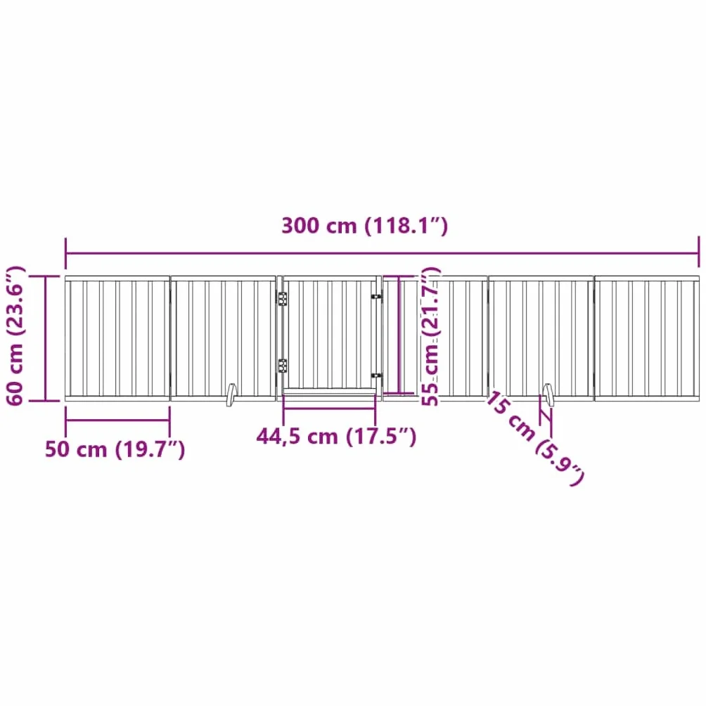 vidaXL Składana bramka dla psa, z drzwiami, 6 paneli, biała, 300 cm