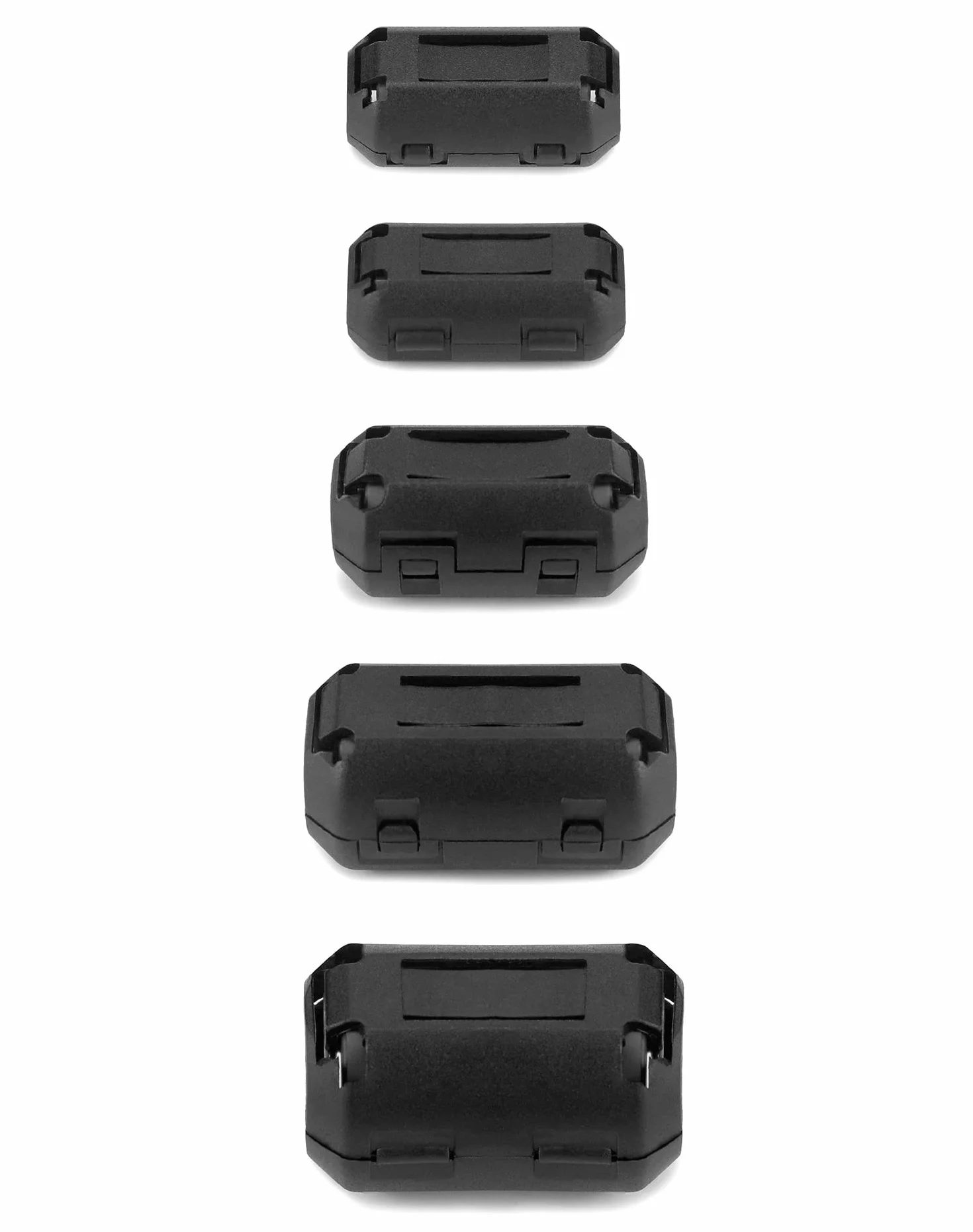 QWORK® 20 sztuk rdzeni ferrytowych do kabli, klips kablowy z redukcją szumów, 3,5 mm, 5 mm, 7 mm, 9 mm, 13 mm, na kabel USB, kabel myszy, kabel klawiatury
