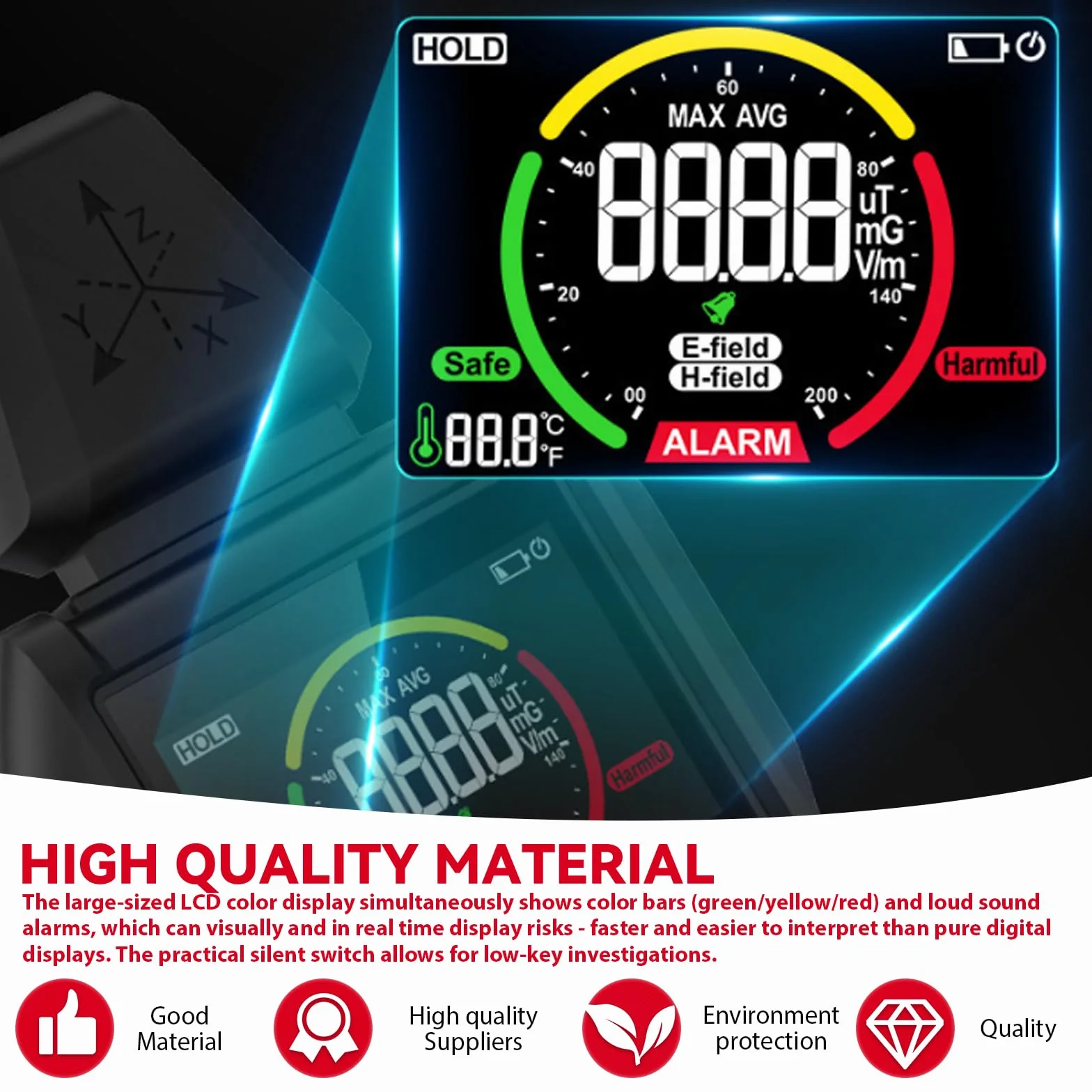 EMF miernik promieniowania elektromagnetycznego 5 w 1 cyfrowy detektor EF MF RF do WiFi 5G