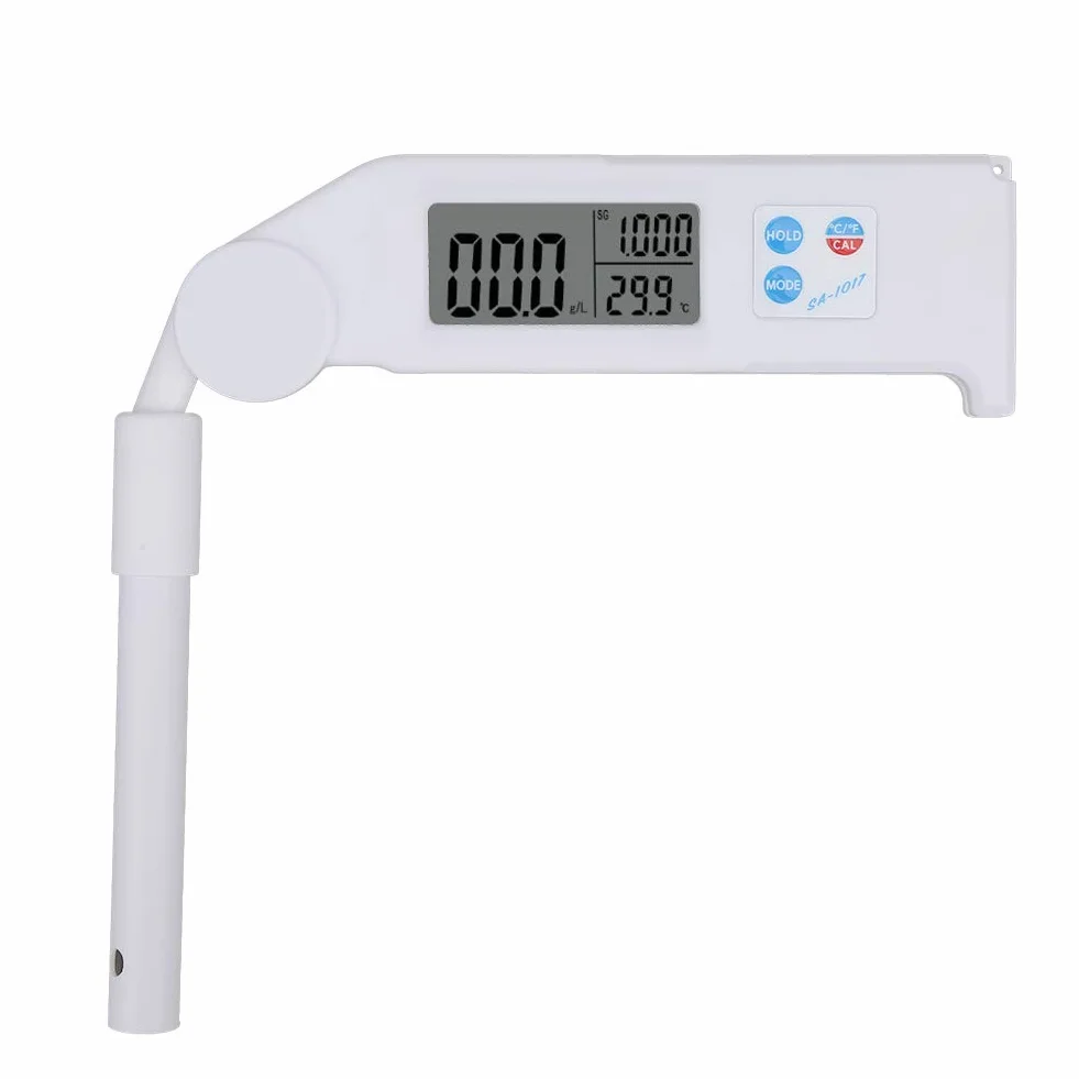 Marhynchus Miernik Zasolenia Przenośny Tester ABS z Wyświetlaczem LCD Składana Konstrukcja 0 do 42 Ppt i 32 do 122°F Tester Ciężaru Właściwego z Szybkim Odczytem dla Użytkowników Akwariów