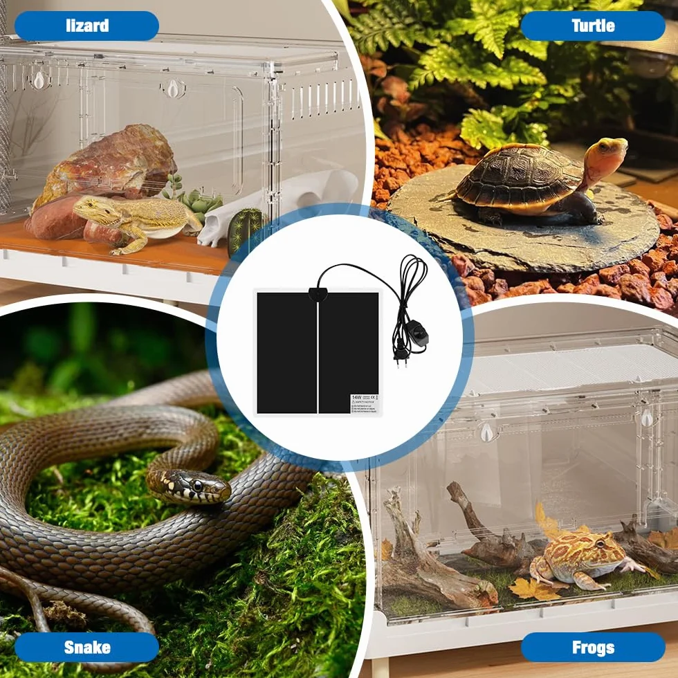 Mata grzewcza dla gadów, 14 W, mata grzewcza do terrarium, 28 x 28 cm, mata grzewcza do terrarium, gadów, żółwi, węży, jaszczurki, gekonów, pająków