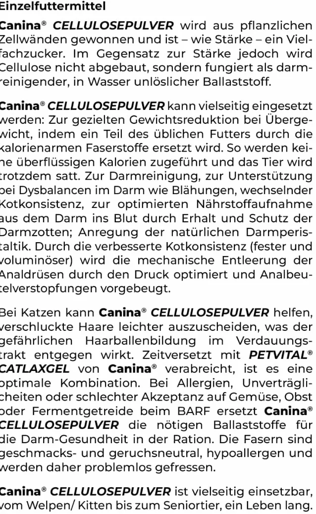 Canina Celuloza w proszku, mieszanka, 1 opakowanie (1 x 400 g)
