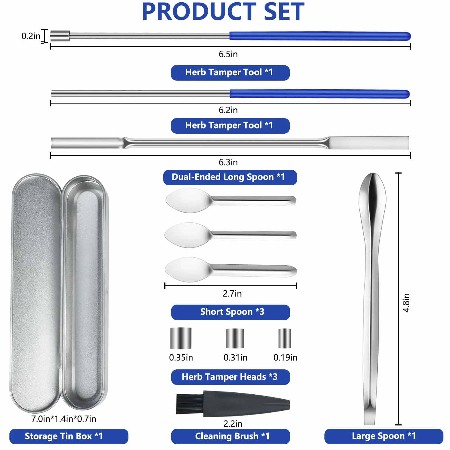 Artcome 12 szt. Versatile Capsule Filling Tool Kit for Pill Filler - Łyżki laboratoryjne, Dual-Ended Long Spoon and Herb Tamper - Idealne narzędzia do leczenia i suplementów - wszystkie rozmiary 000