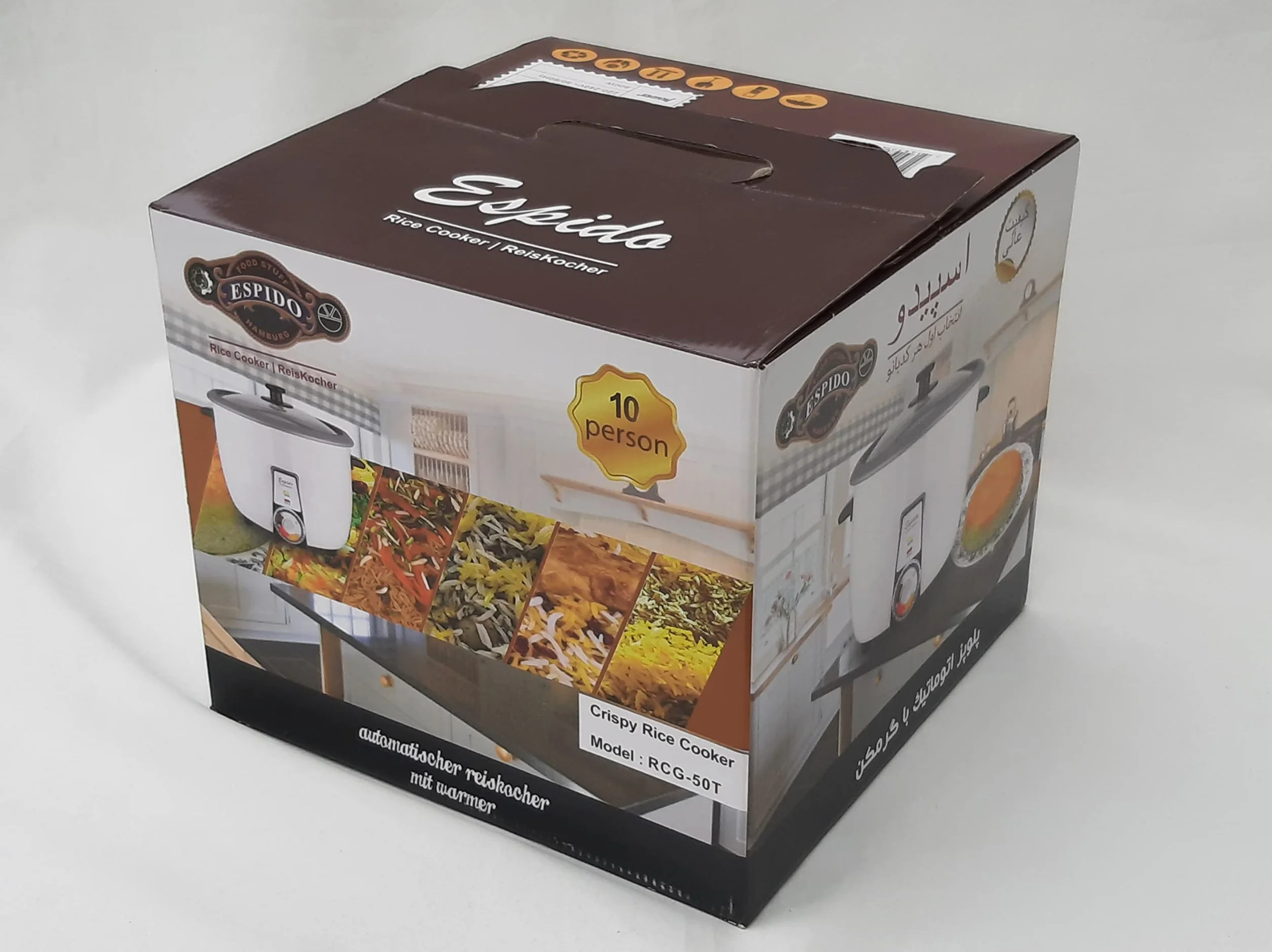 Perski szybkowar do ryżu z ciastem ryżowym Tahdig Tadig (8-10 osób – 2,2 l – 900 W – RCG50T)