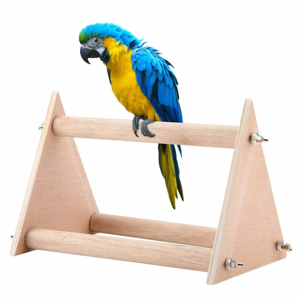 Pssopp Stojak na ptaki dla papug Plac zabaw dla ptaków Naturalnie drewniany ptak Zabawka Przenośny Śmieszne Drewniany stojak na papugi Grzędy dla Klatka dla ptaków dla budgie Nimfa