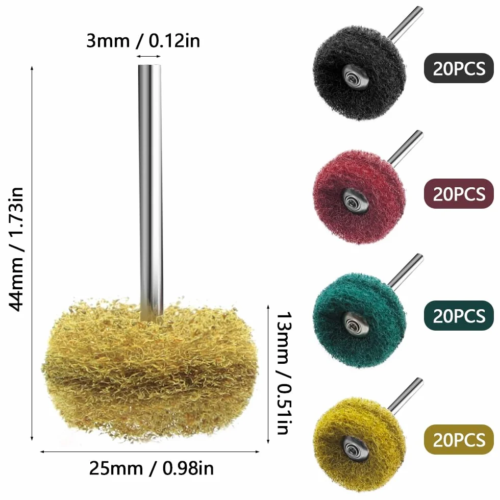 80 sztuk/4 kolorowe ściernice polerskie 25 mm ziarnistość 120/180/320/400, materiały ścierne, koła do narzędzi obrotowych do polerowania i szlifowania