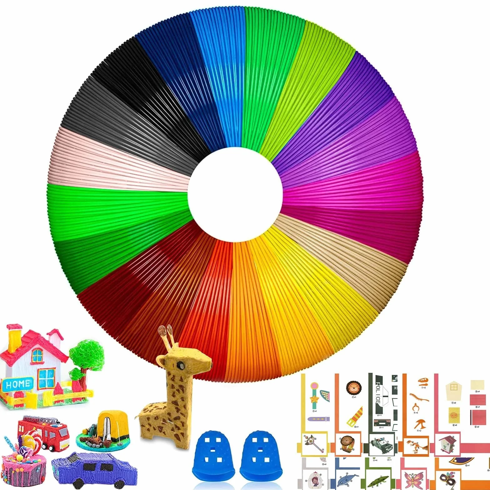Pióro 3D filament 100 m, filament PLA, 1,75 mm, 20 kolorów, każdy kolor, 5 metrów, łącznie 100 metrów