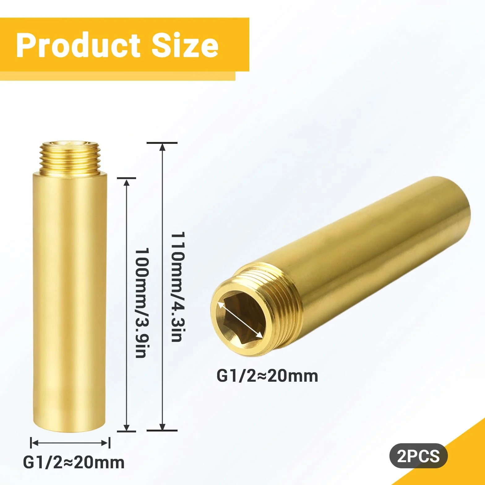 Mosiężne przedłużenie kranu 1/2 cala x 100 mm DN15 złączka gwintowana