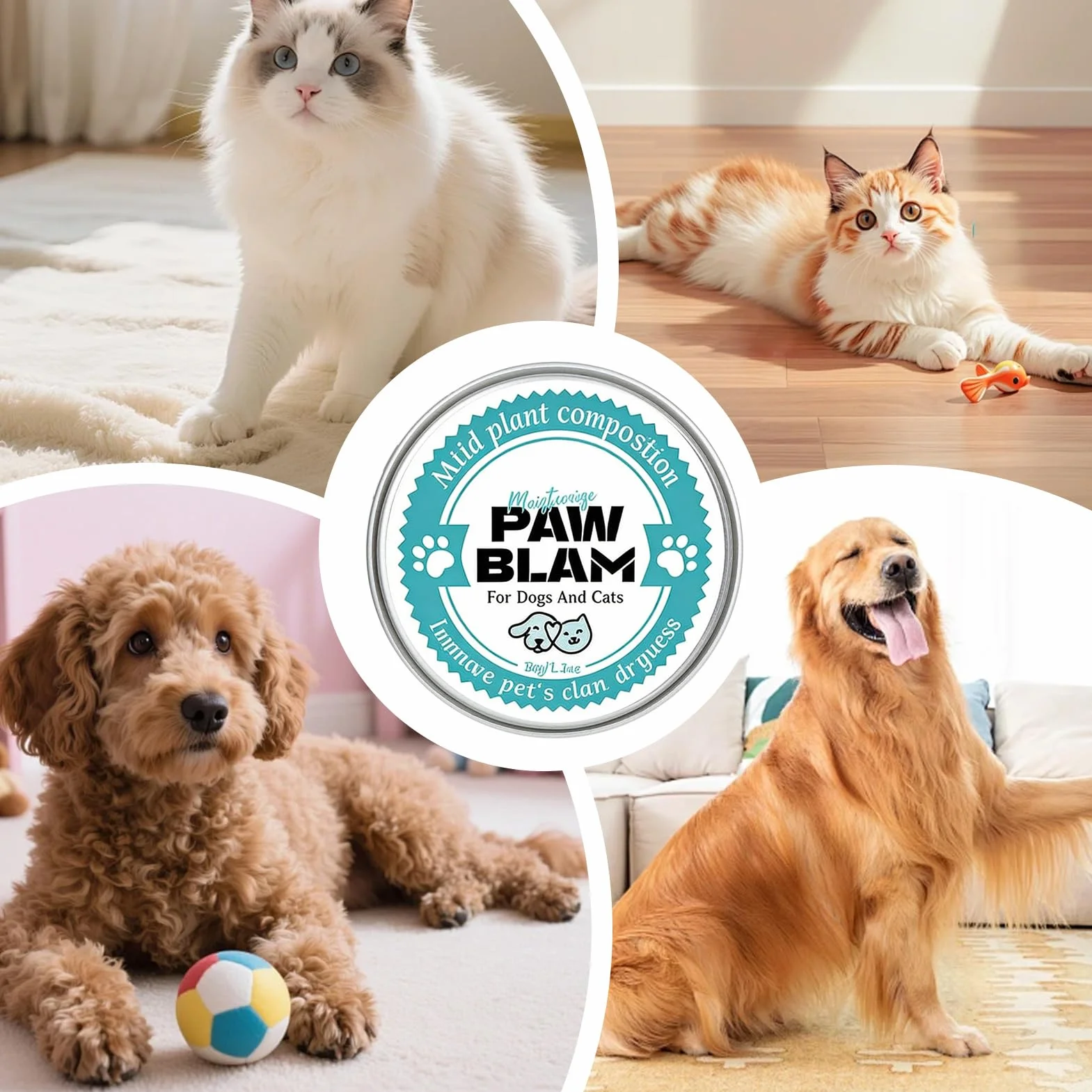 Paw Wax for Dogs, Natural Lick-Safe Moisturizing Soothing Cream, Dog Bathing Supplies for Claw Feet Skin Care