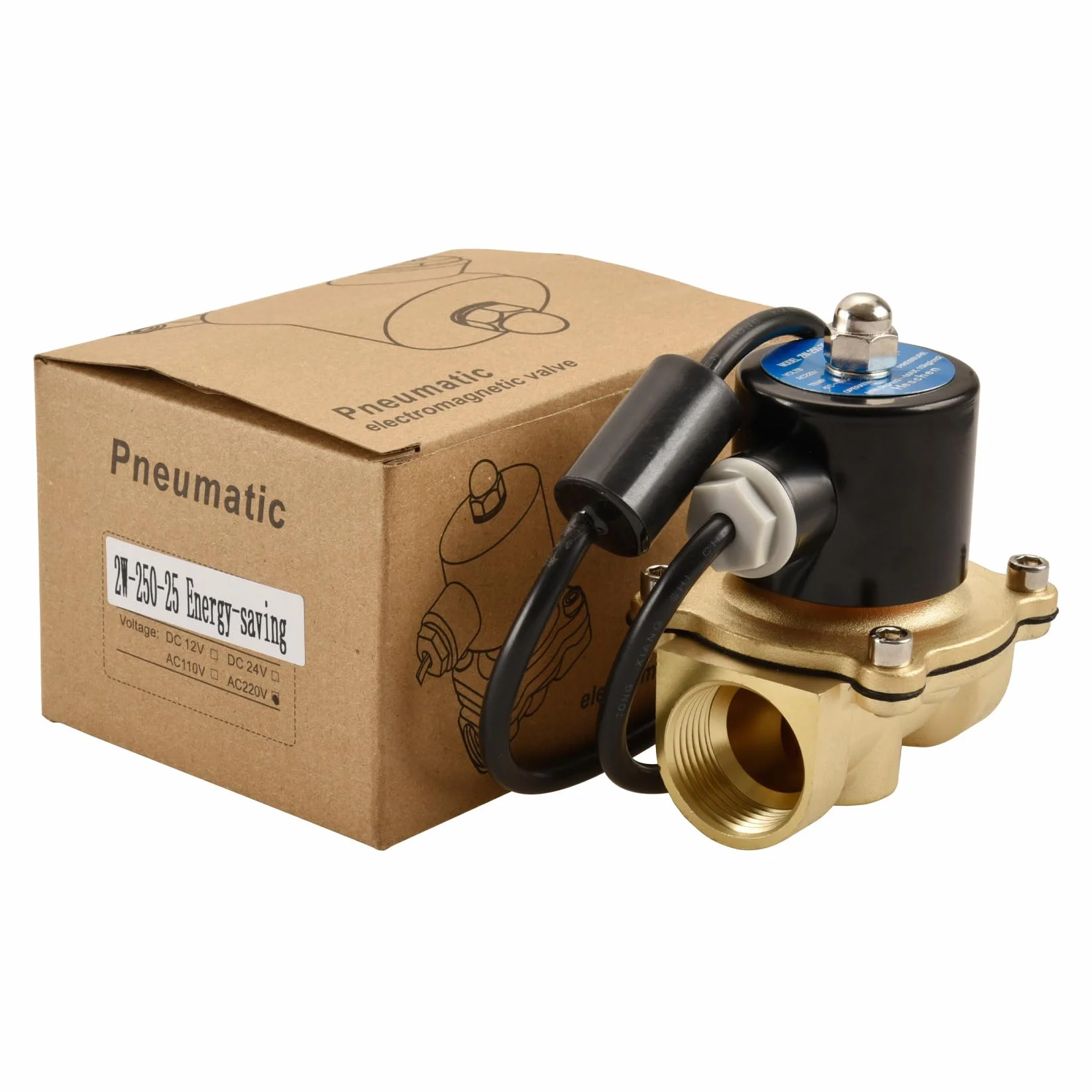 Heschen Elektromagnetyczny zawór mosiężny 2W-250-25J PT1'' AC220V normalnie zamknięty