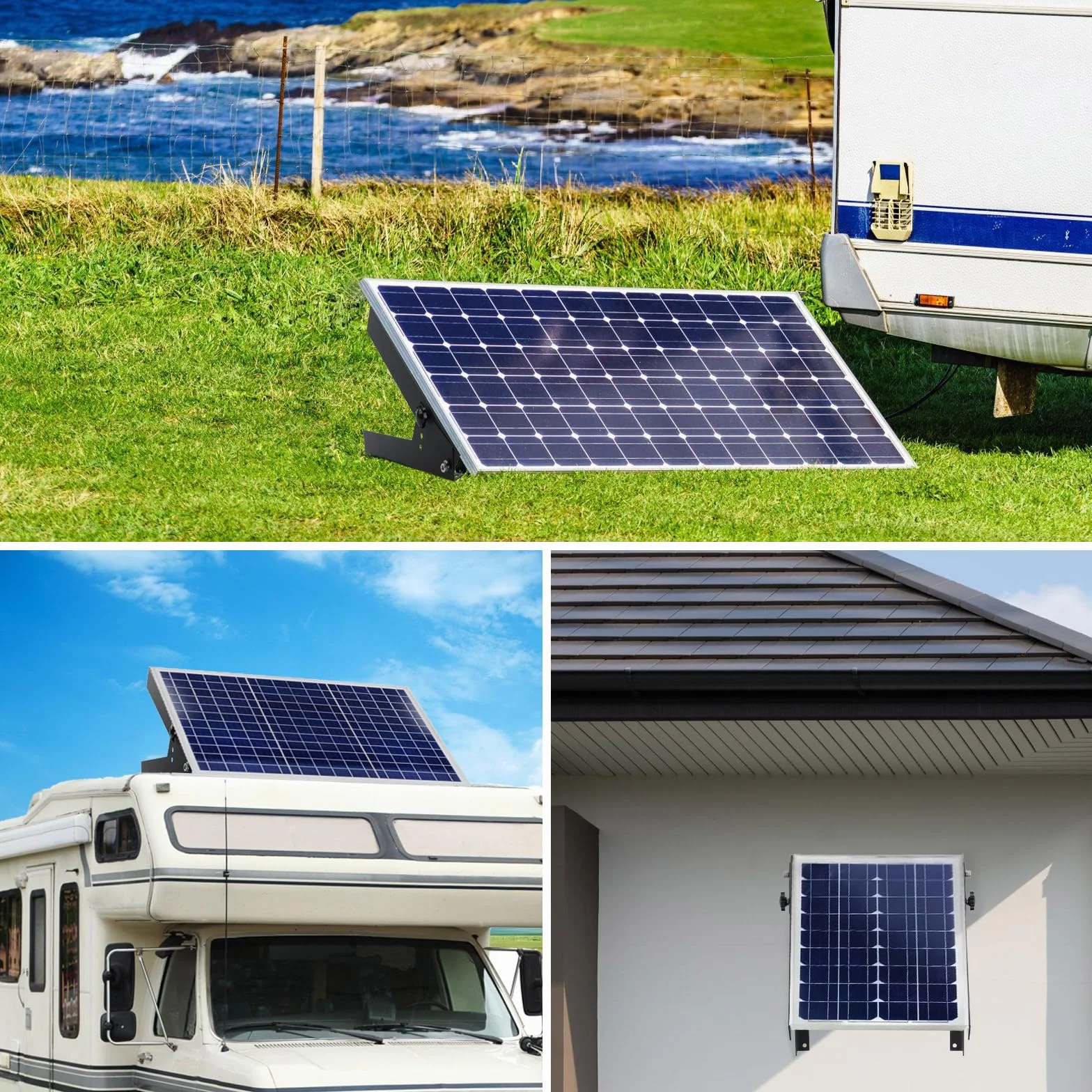 Uchwyt do modułu solarnego 2 pary regulowany kąt 0-45° do przyczep kempingowych ścian i dachów