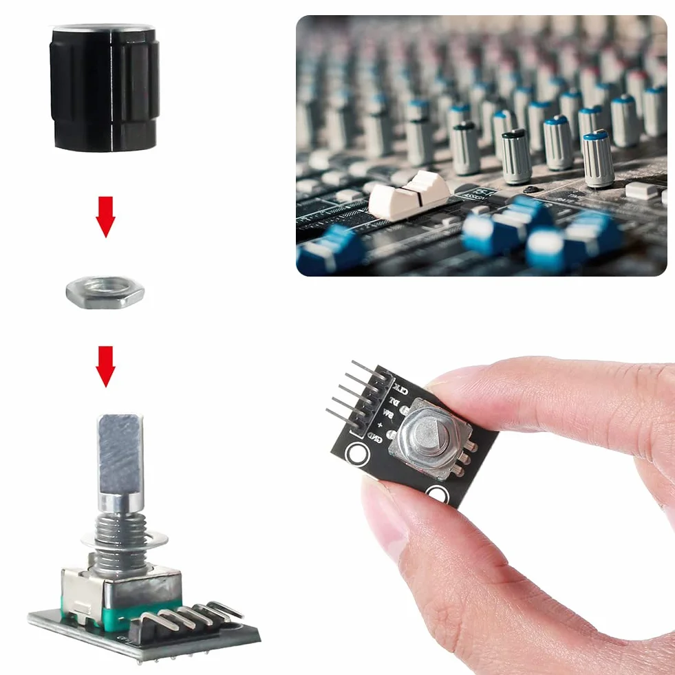 Obrotowy moduł enkodera,KY-040 Obrotowy moduł kodera,360 Stopni Rotary Encoder,Rotary Encoder,Moduł KY-040 Obrotowy KY-040,KY-040 Moduł KY-040 Enkoder, 360 Stopni Enkoder Obrotowy