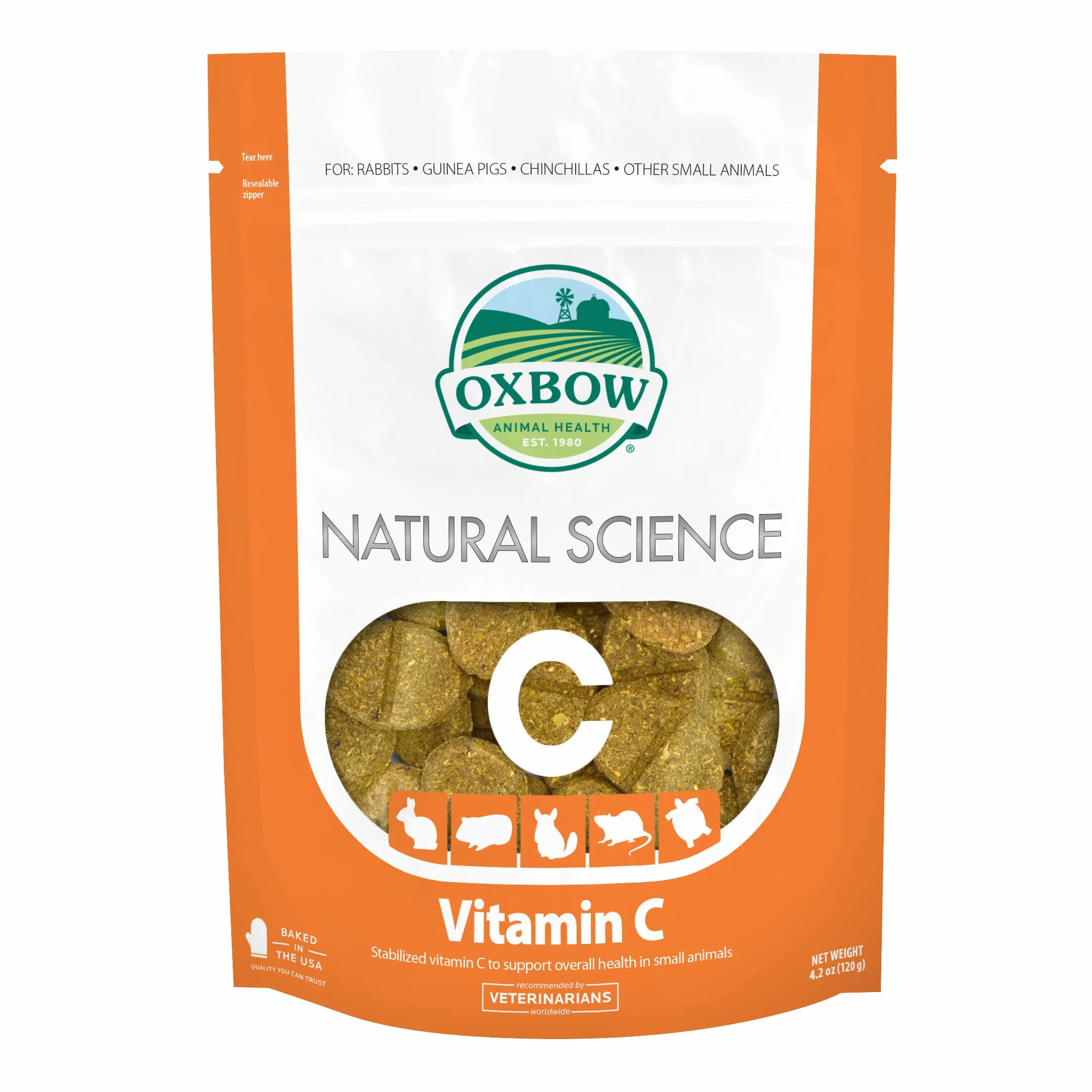 Oxbow Natural Science 60ct Witamina C Suplement Małe zwierzę Gerbil chomik