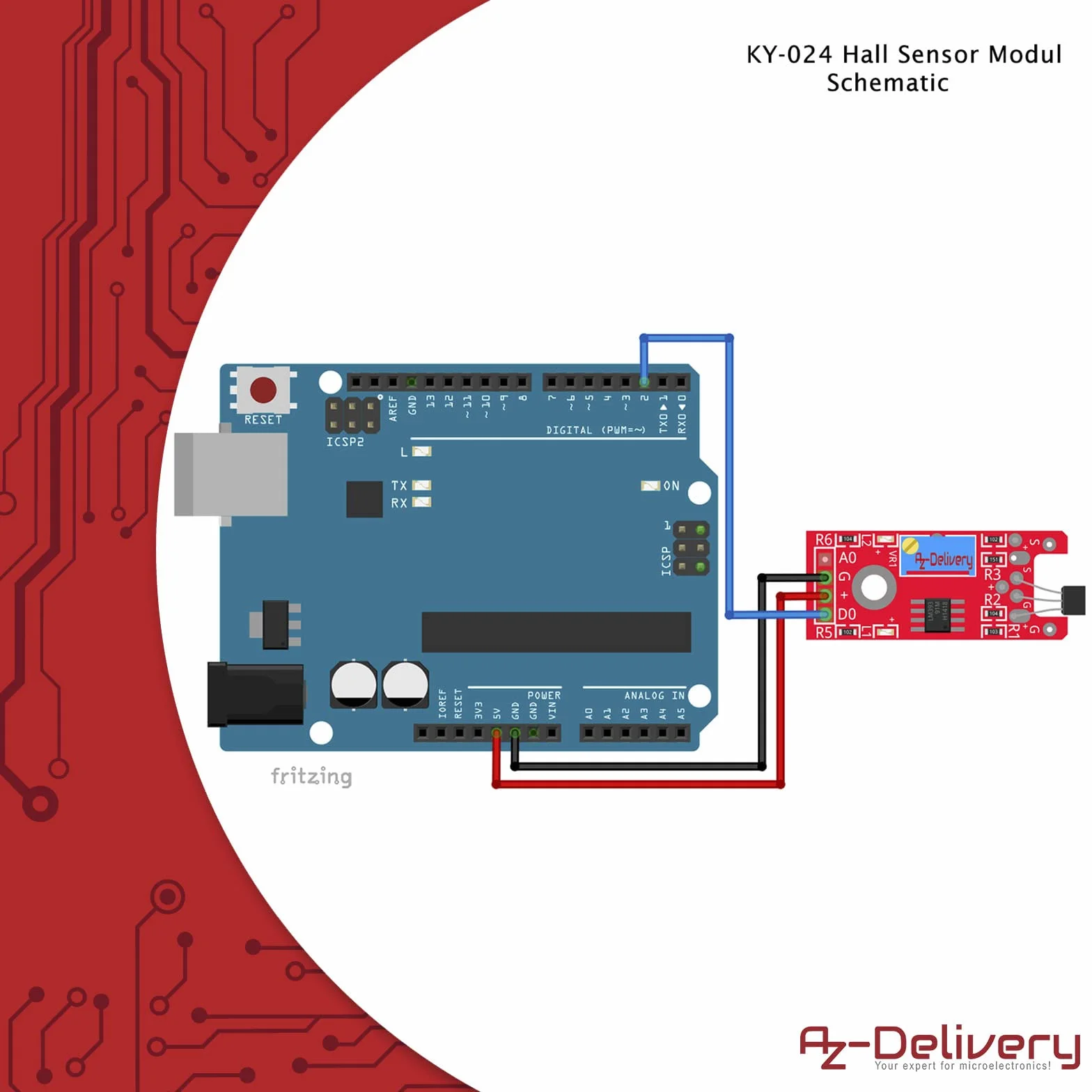 AZDelivery KY-024 Linear Magnetic Hall Sensor kompatybilny z Arduino Raspberry Pi