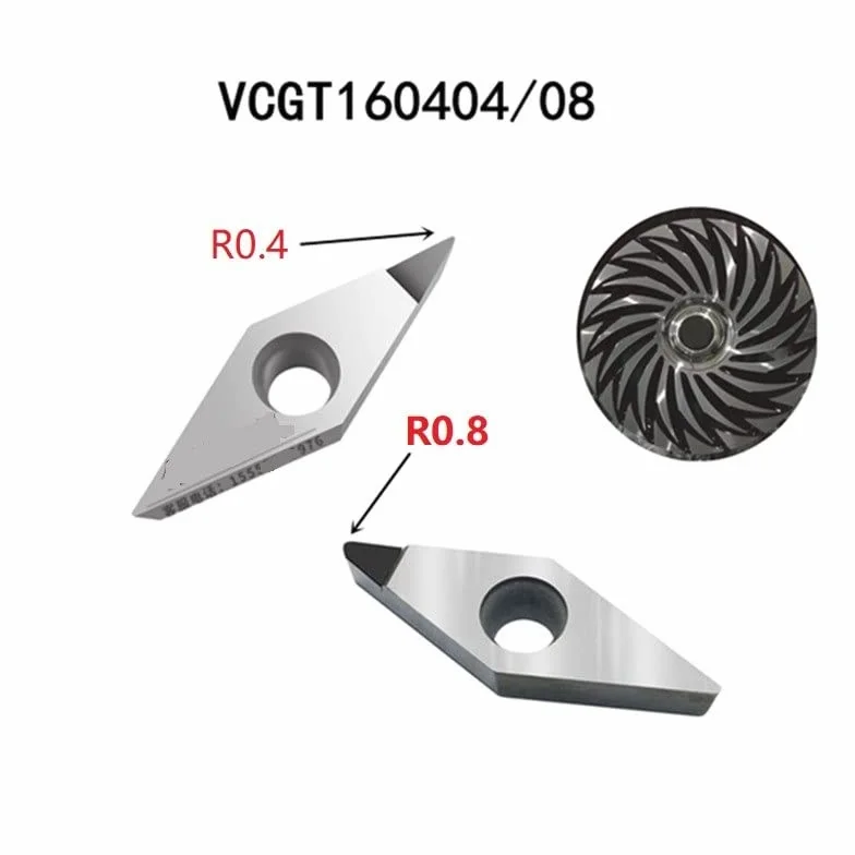 Płytki tnące z węglików spiekanych VCGT160404 VNMG160408 Pcd diamentowe narzędzia tokarskie wkładka Cnc wytaczanie zewnętrzne tokarka mosiądz aluminium (Size : VCGT160404)