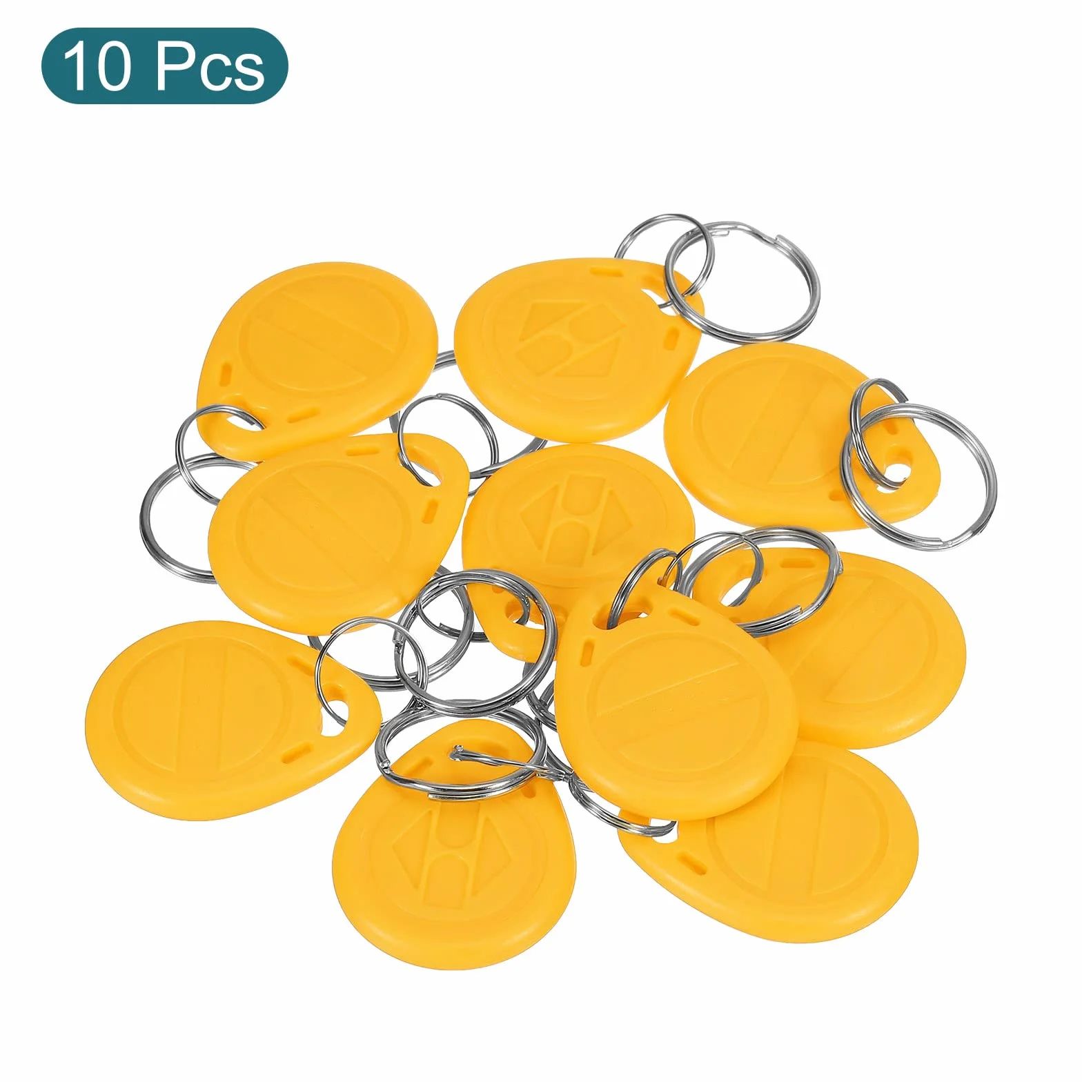 sourcing map Zestaw 10 sztuk kart ID breloczek do kluczy RFID 125 kHz do zapisu Tag Token żółty