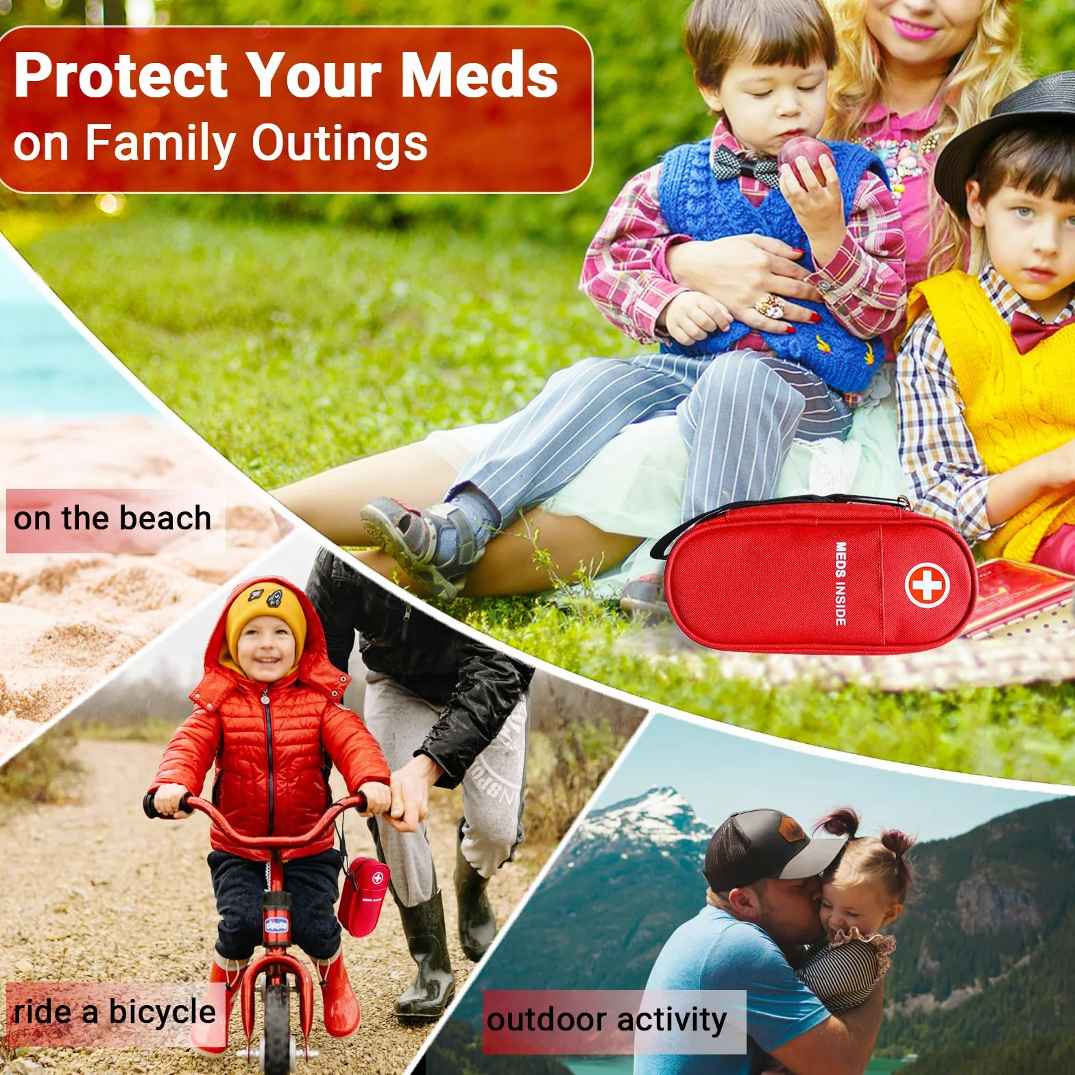 EpiPen izolowana torba podróżna, przenośna torba na leki transportowe, pokrowiec na 2 EpiPens, Asthma Inhaler, Anti-Histamine, Auvi-Q, Alergy Medicine,, Czerwony