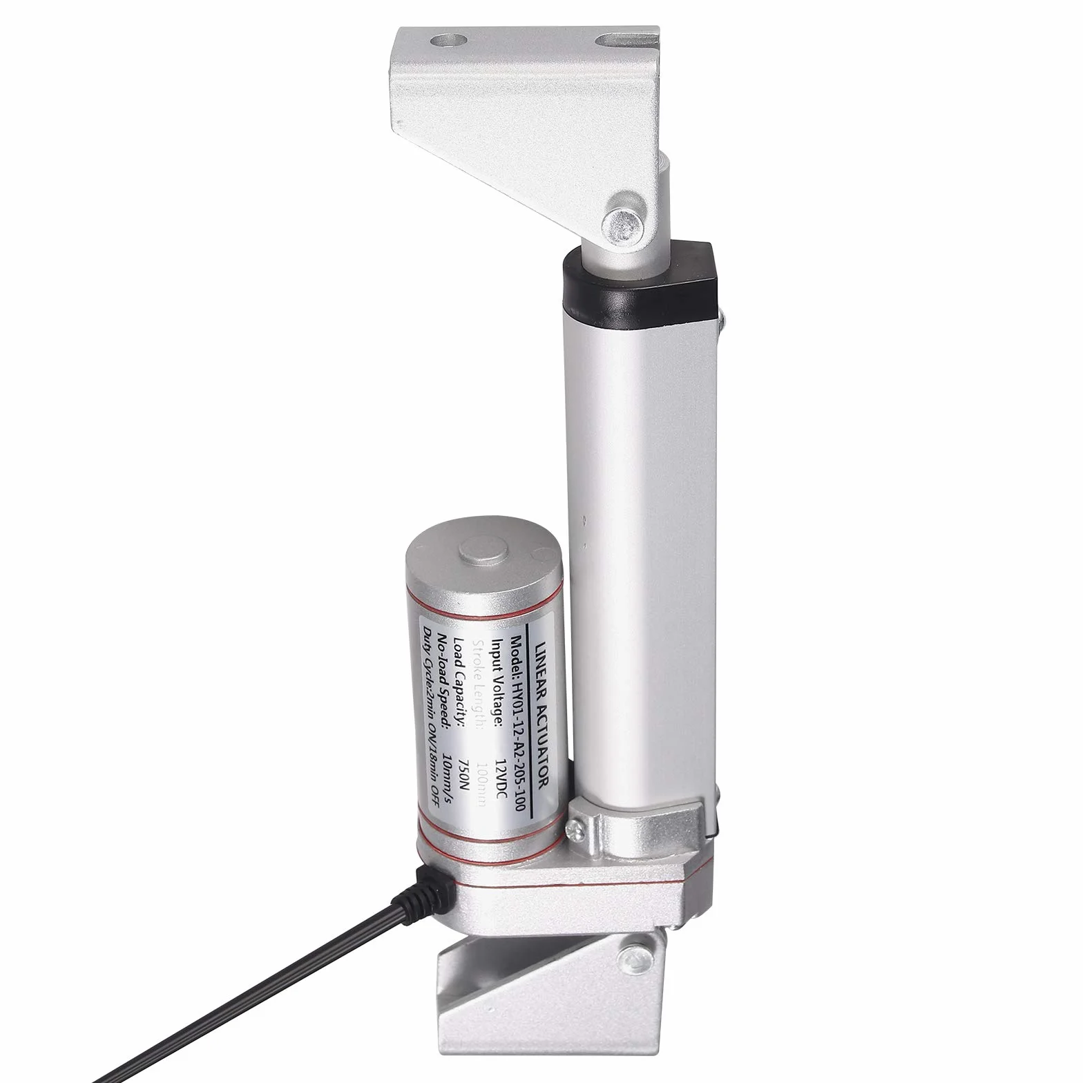 AUTOUTLET Silnik liniowy, napęd regulacyjny, otwieracz bramy, silnik liniowy DC 12 V, 750 N, 100 mm, 10 mm/s, elektryczny cylinder silnik prądu stałego z uchwytem 2 x, do mebli samochodowych itp.,