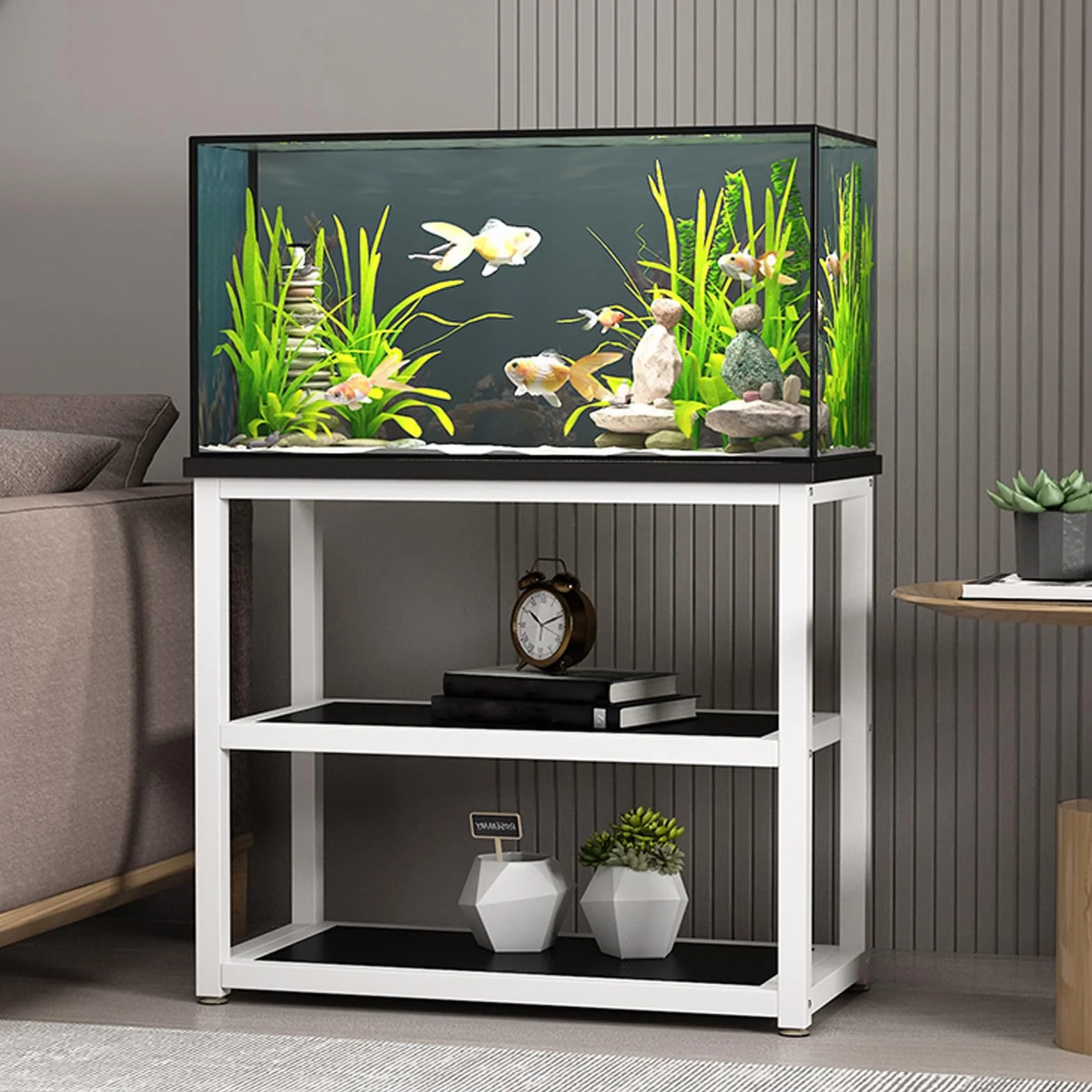 Uchwyt do terrarium, stojak do akwarium z szafką do przechowywania, rama ze stali emaliowanej o wysokiej nośności, idealny do pomieszczeń mieszkalnych