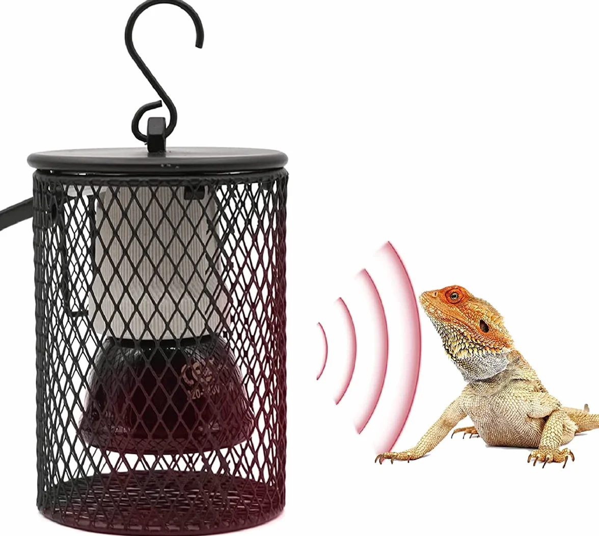 Lampa grzewcza z przełącznikiem przeciwgryzowym i regulacyjnym, żarówka ceramiczna Lampa grzewcza, dla Zwierząt Jaszczurka żółw,25W