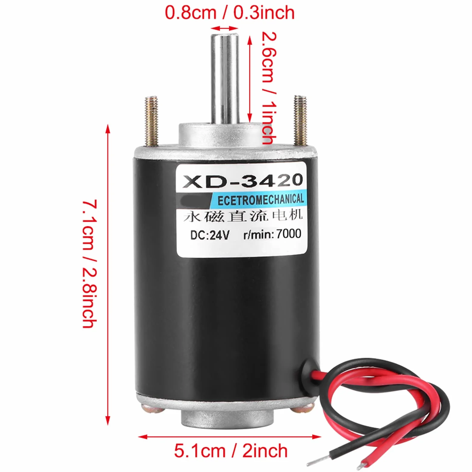 Silnik elektryczny XD‑3420 12/24 V 30 W silnik prądu stałego wysoka prędkość CW/CCW (7000 obr./min (24 V)