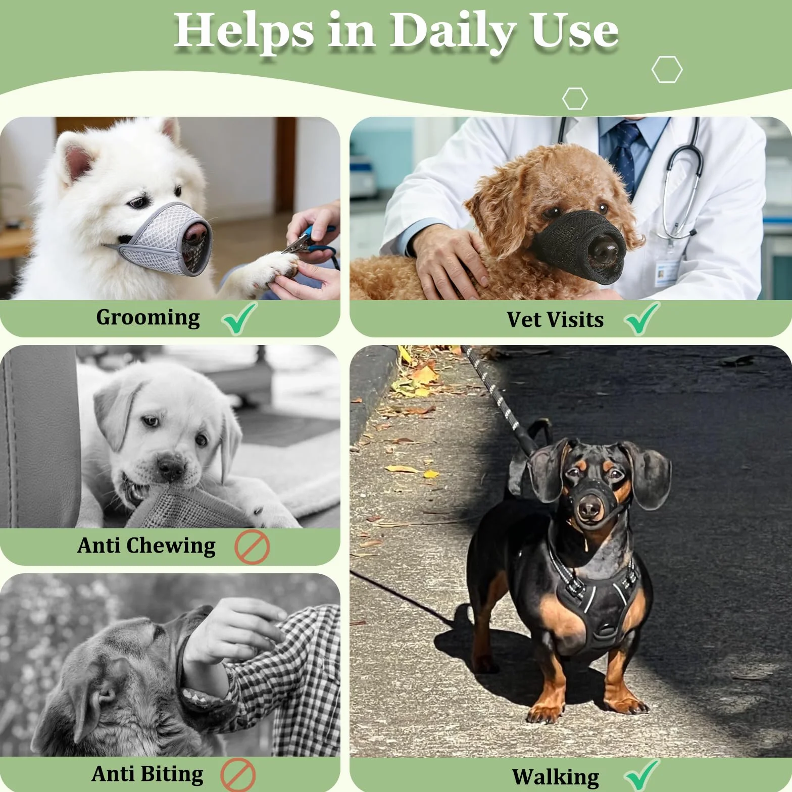 Kaganiec dla psa, miękka siatka, kaganiec dla małych, średnich i dużych psów, pudli chihuahua, jamnik, corgis, labrador, złoty, kaganiec dla szczeniaka, do gryzienia, żucia, pielęgnacji, umożliwia