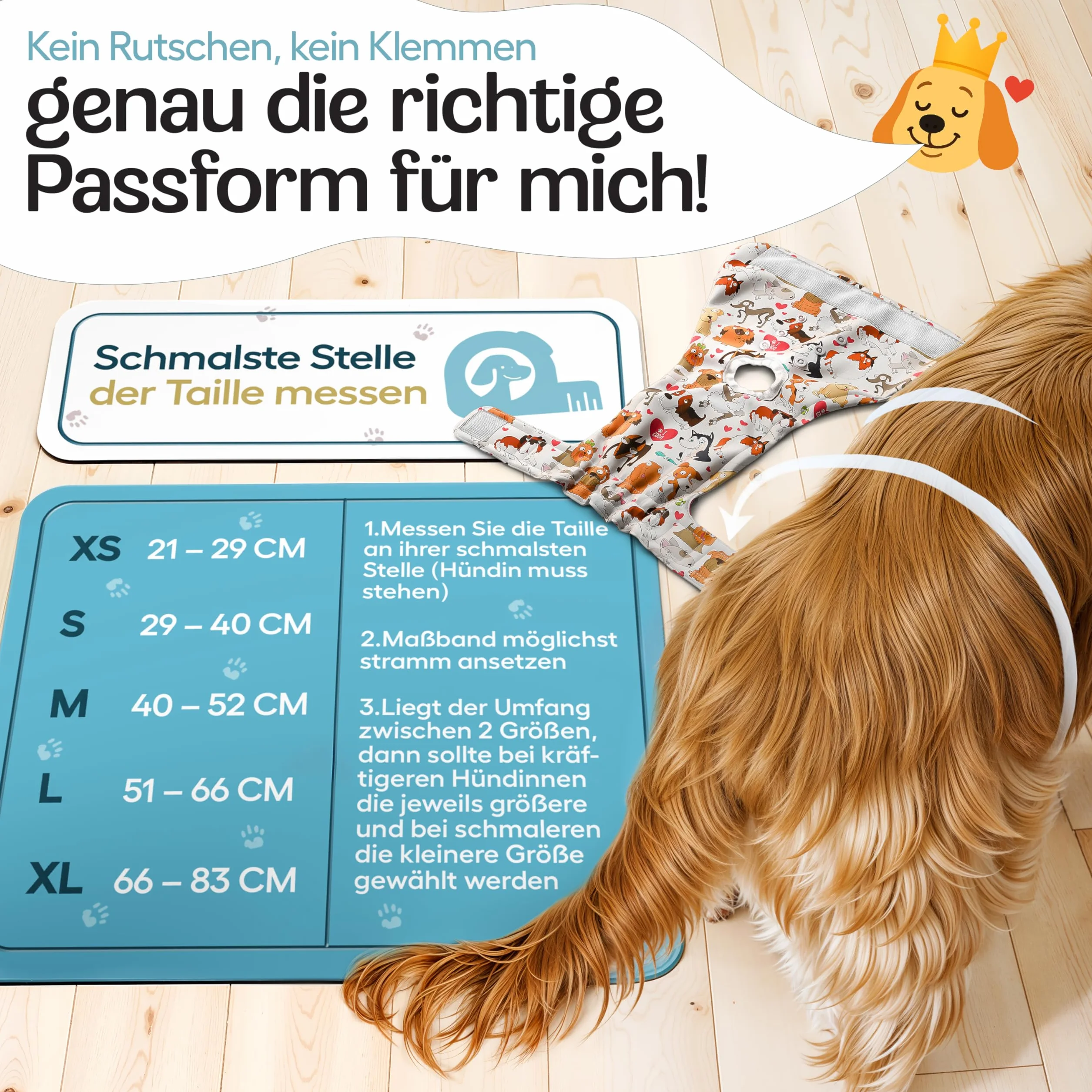 HUND IST KÖNIG Pieluchy dla suczek (3 sztuki) - Wysoce absorpcyjne spodnie na cieczkę dla suczek z 3-stopniową regulacją - Ekologiczne pieluchy dla psów, spodenki na cieczkę i nietrzymanie moczu