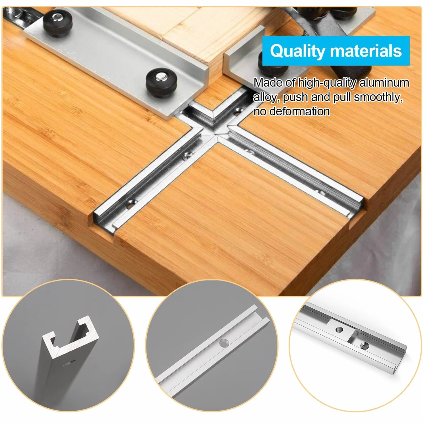 2 sztuki aluminiowych prowadnic T-Slot o długości 400 mm, zestaw prowadnic skośnych T-Nut, prowadnica z suwakami M8/M6, prowadnica służąca do montażu (srebrna)
