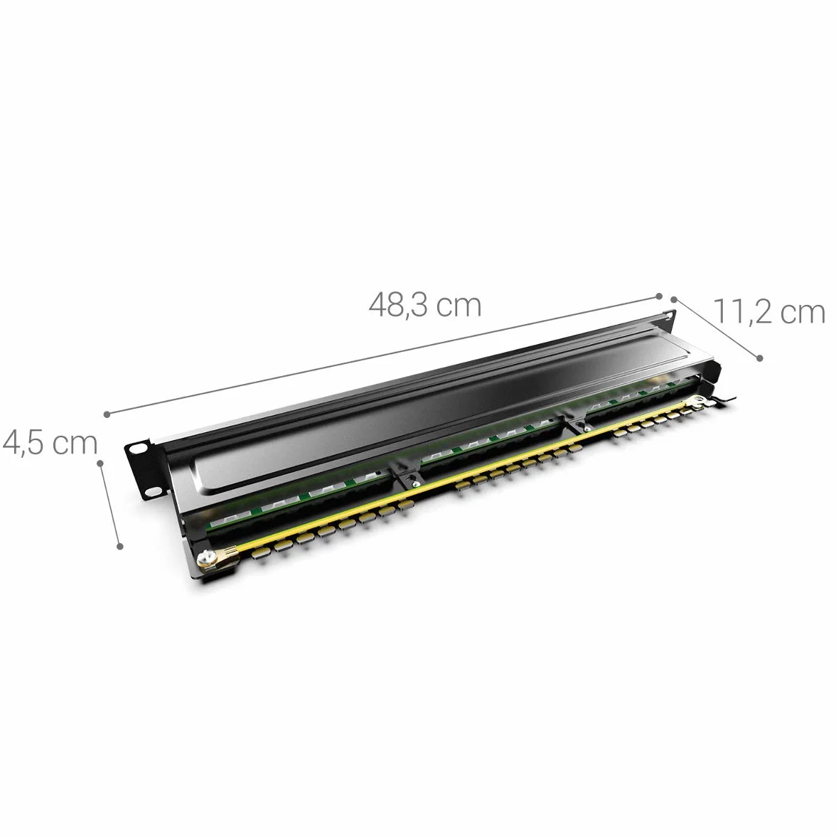 kwmobile 24-portowy panel krosowy Cat6 19" ekranowany z kablem uziemiającym czarny