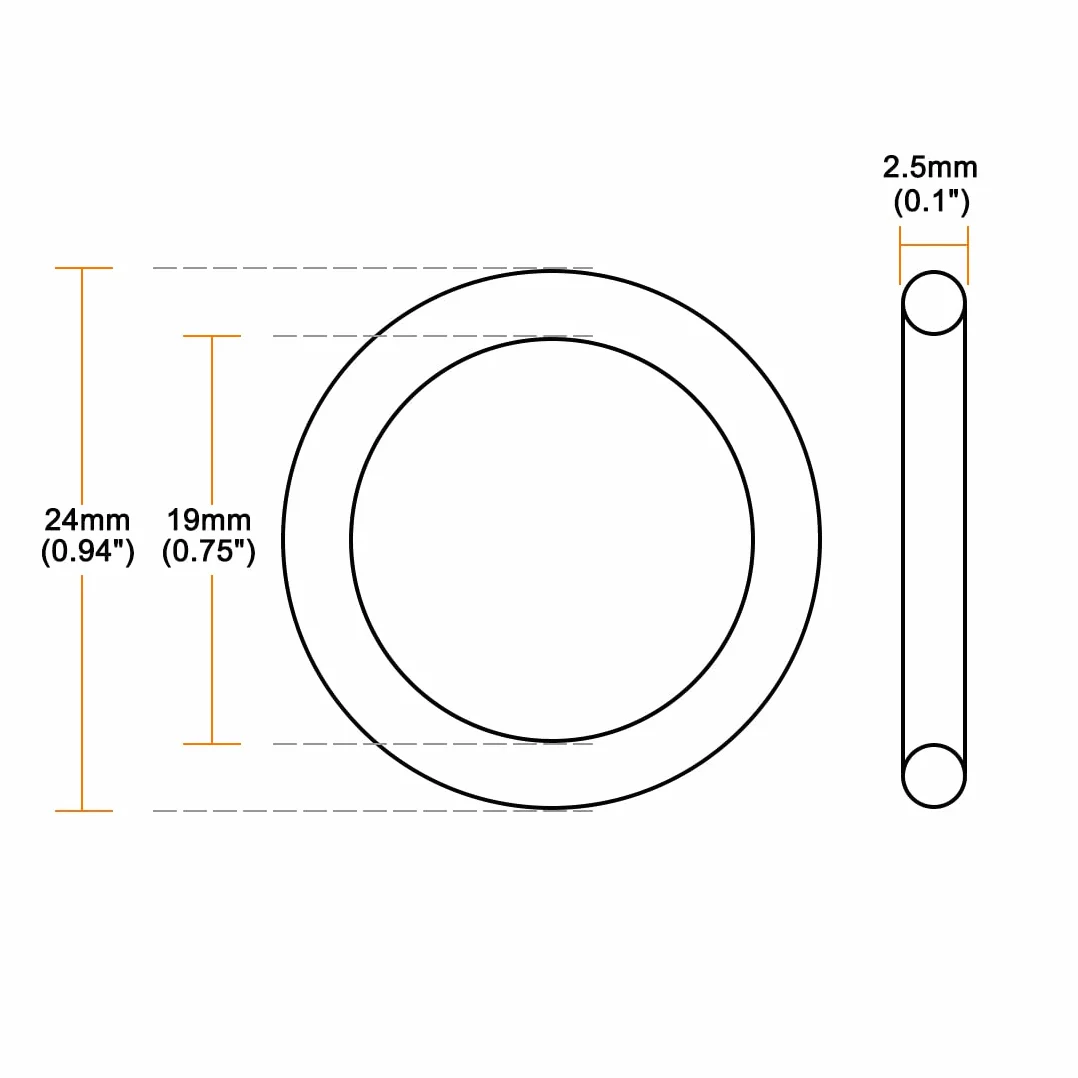 O-ringi kauczuk nitrylowy 19 mm x 24 mm x 2,5 mm uszczelka okrągła 50 szt.