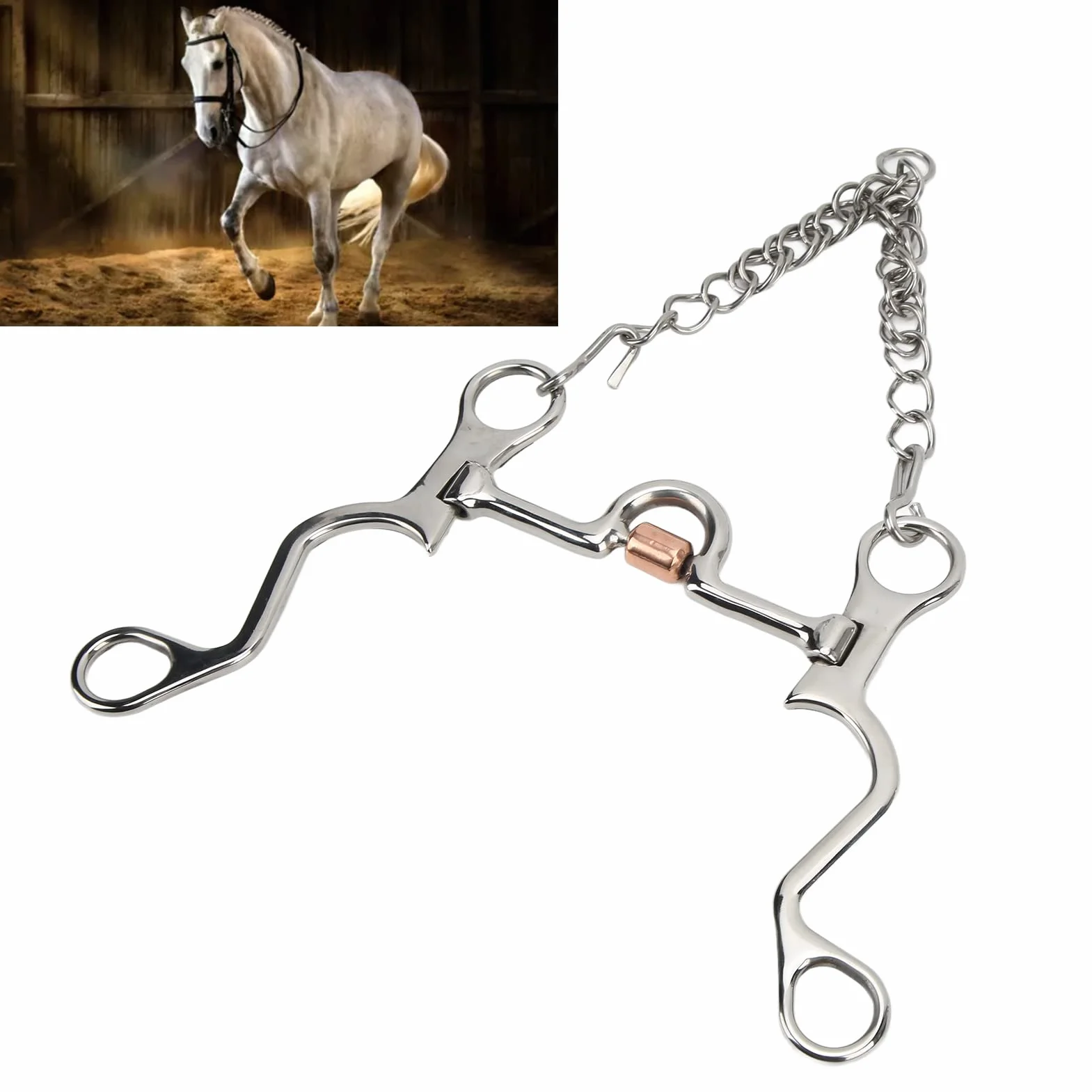 Pelham Horse Bit, Copper Horse Bit Dobra jakość wykonania do jazdy konnej do jeździectwa(130mm/5,1 cala)
