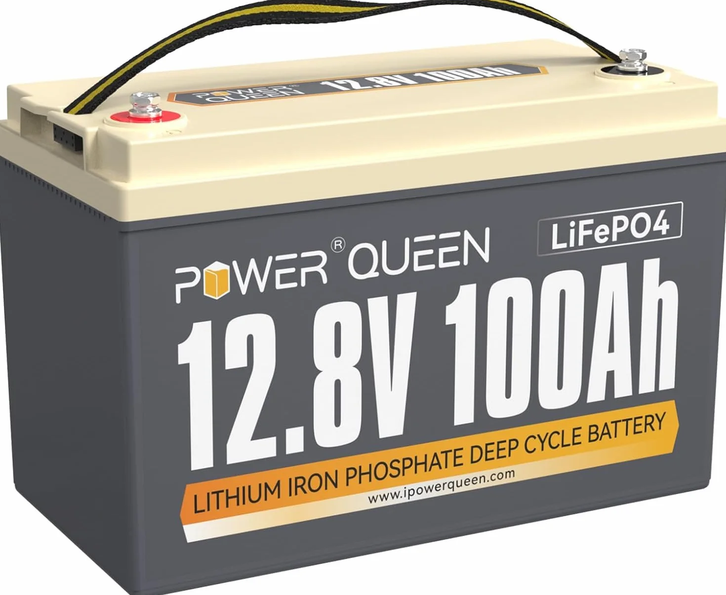 Power Queen 12V 100Ah LiFePO4 Battery 1280Wh Lithium-Iron Battery with 100A BMS Deep Cycles for Camper RV Solar System
